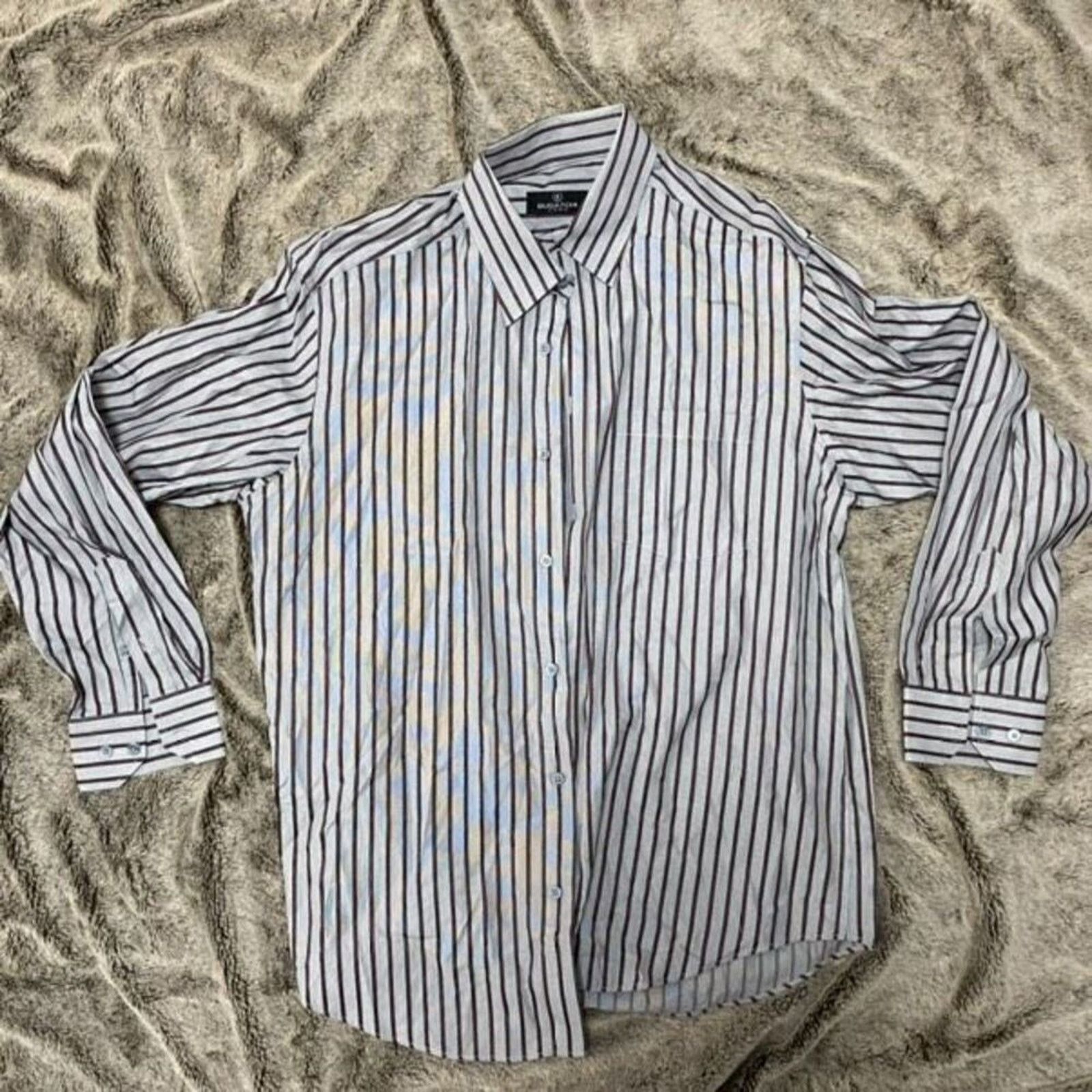 BUGATCHI Bugatchi Gray and Red Striped Button-Front Shirt | Sz XL Size US XL / EU 56 / 4 - 2 Thumbnail