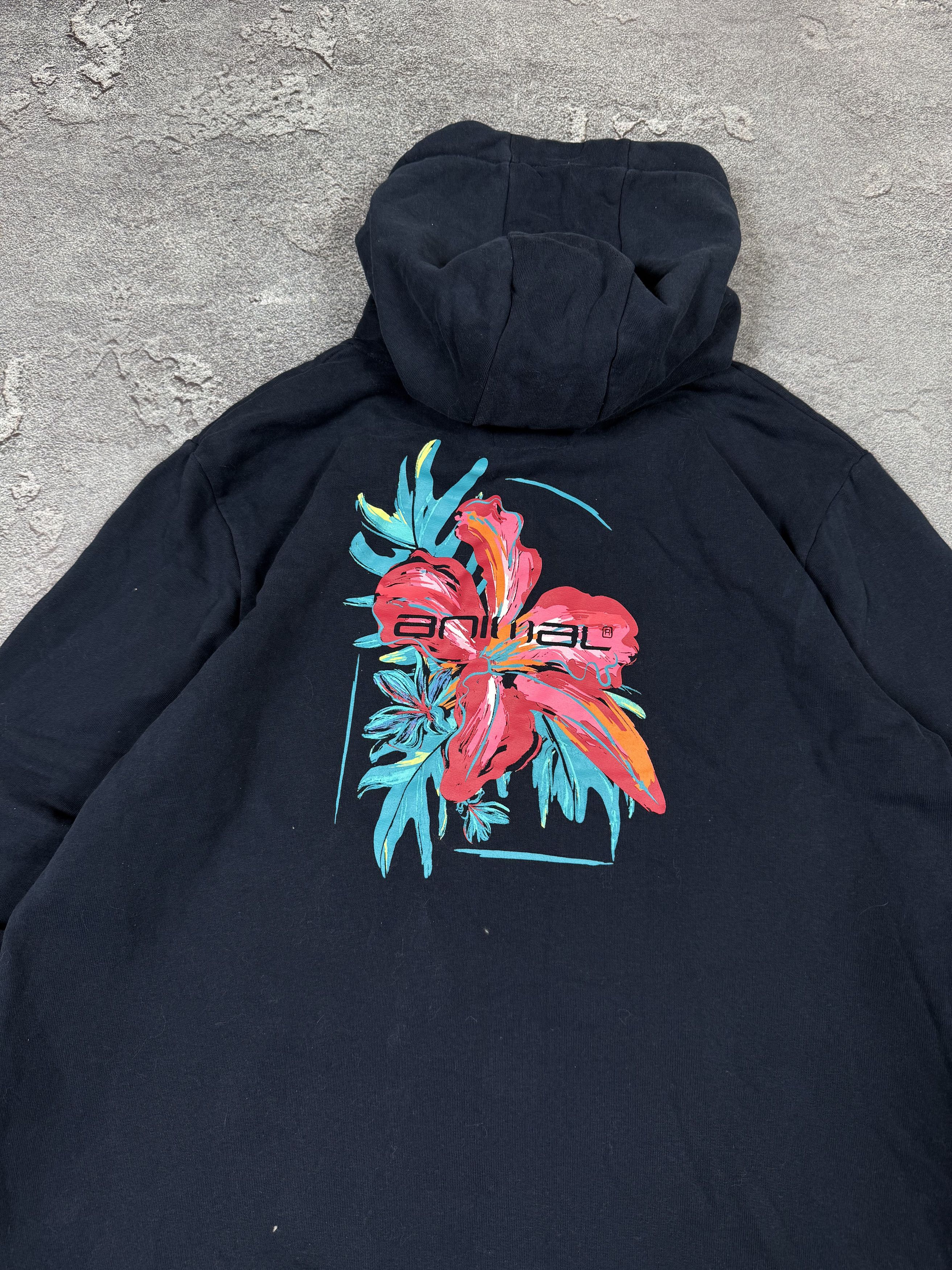 Quiksilver Y2K Animal Floral Zip Up Navy Surf Style Hoodie Size XL / US 12-14 / IT 48-50 - 8 Thumbnail