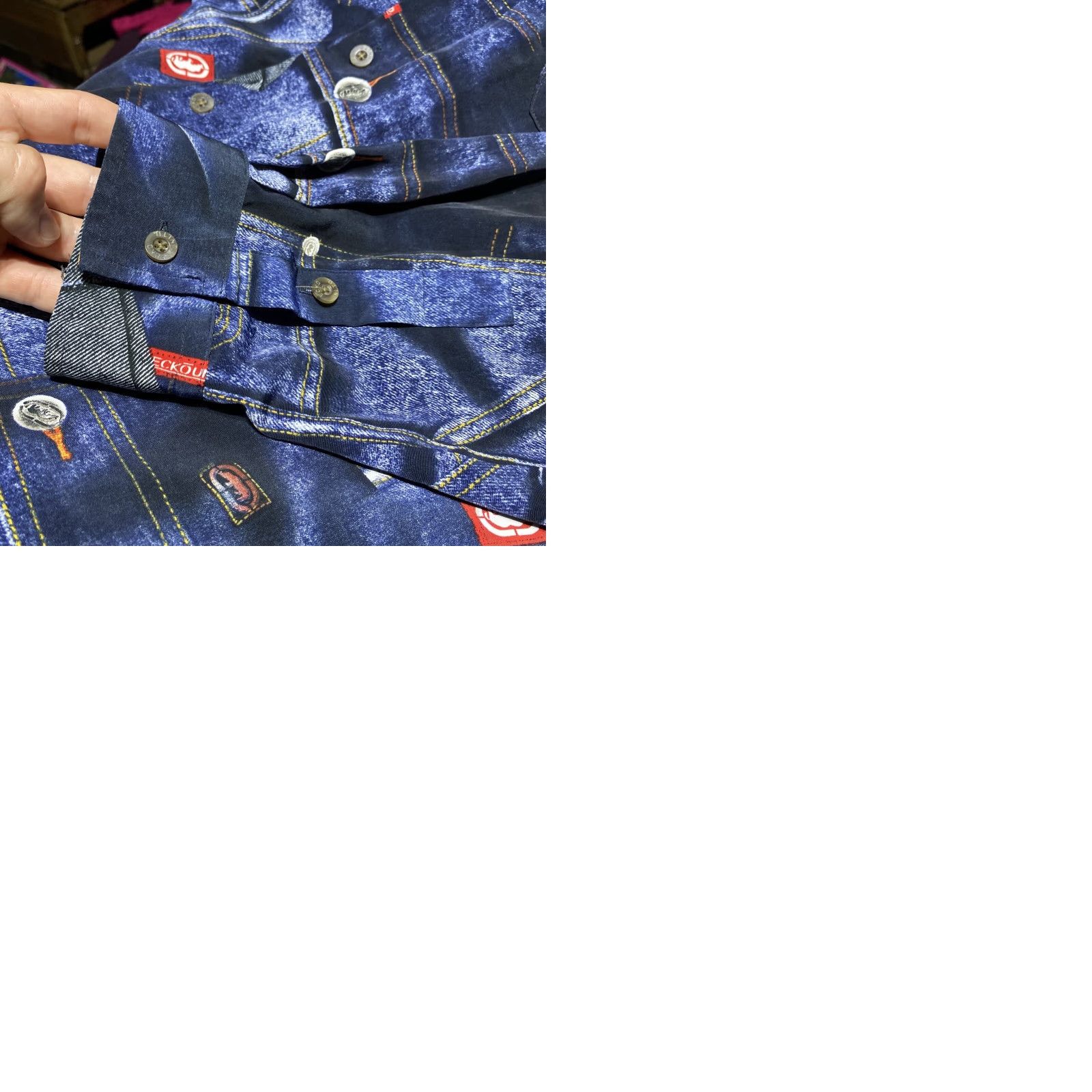 Ecko Unltd. ECKO UNLTD Shirt Mens 2XL Blue Denim Button Up Long Sleeve Vintage No Size US XXL / EU 58 / 5 - 9 Thumbnail