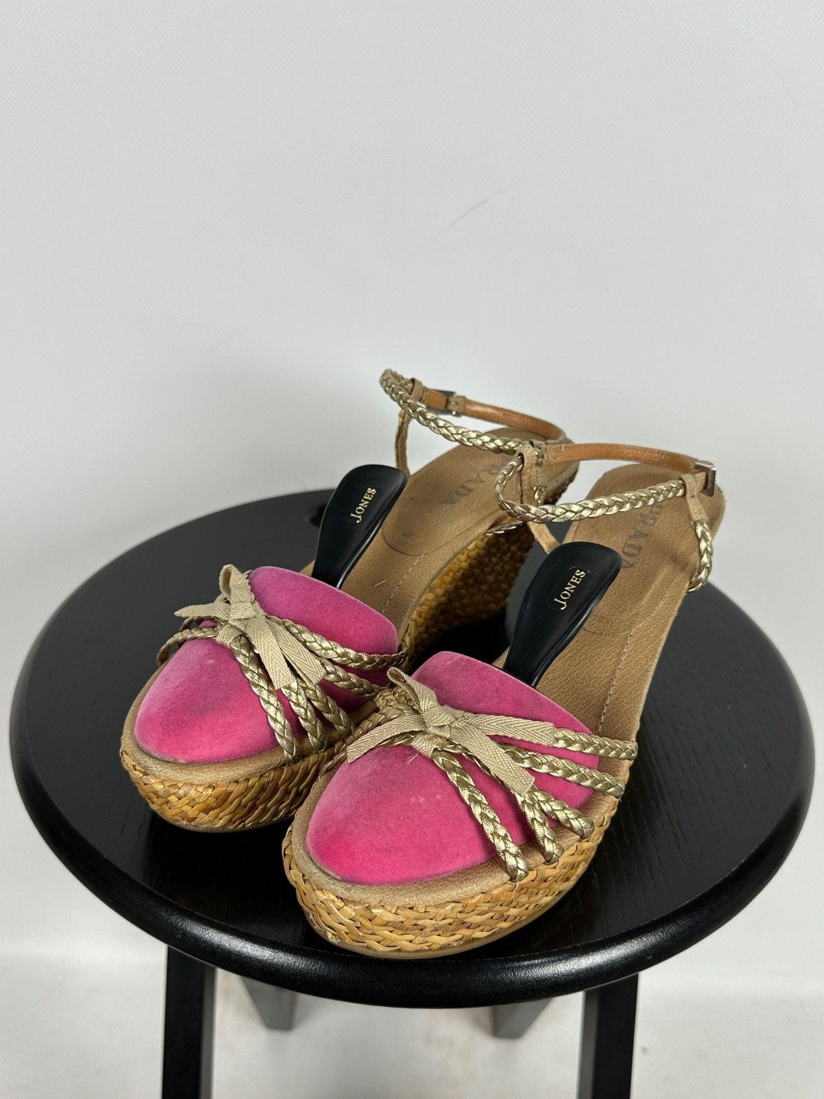 Prada Prada Braided Leather Woven Raffia Wedge Ankle Strap Sandals Size US 9.5 / IT 39.5 - 2 Thumbnail