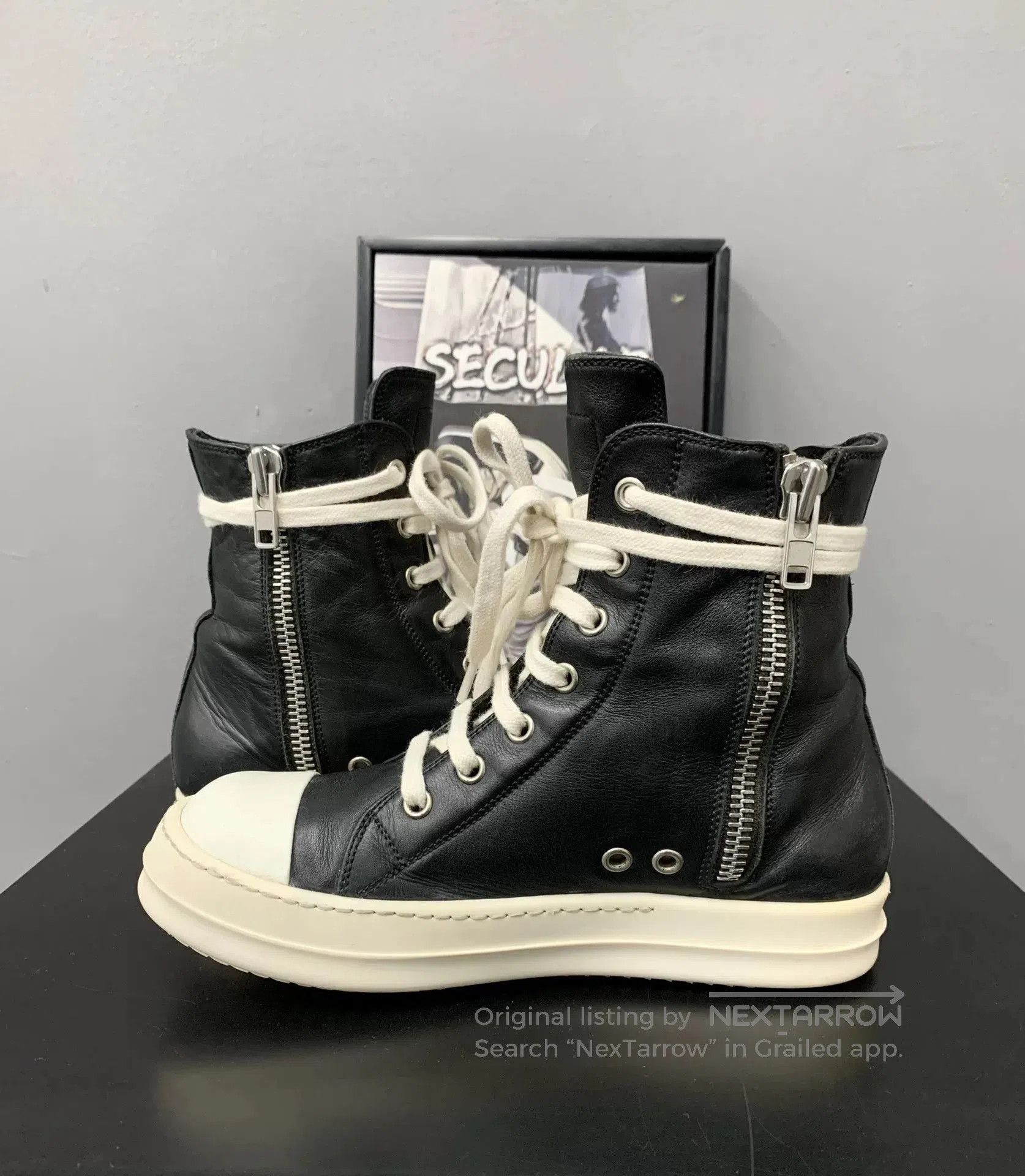 Rick Owens rick owens black and white high. Size US 5.5 / EU 38 - 6 Thumbnail
