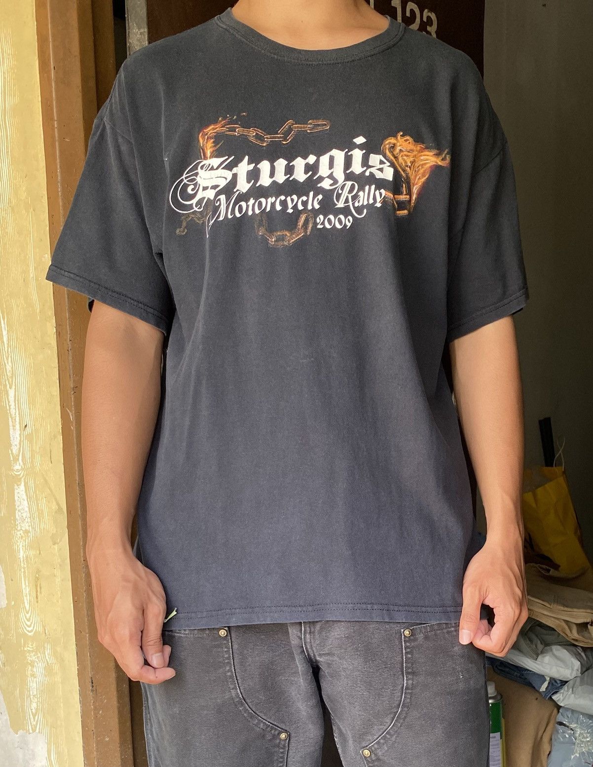 Vintage Sturgis Motorcycle Rally Flaming eagle graphic T-Shirt Size US L / EU 52-54 / 3 - 4 Thumbnail