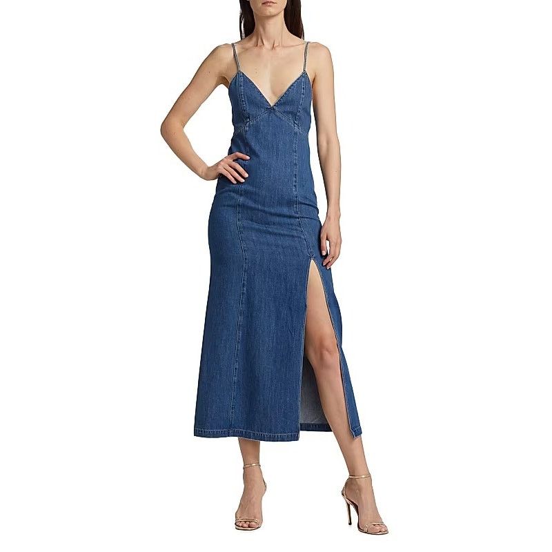Alice + Olivia Alice + Olivia Julietta Denim Midi Dress blue jean size 2 Size XS / US 0-2 / IT 36-38 - 6 Thumbnail
