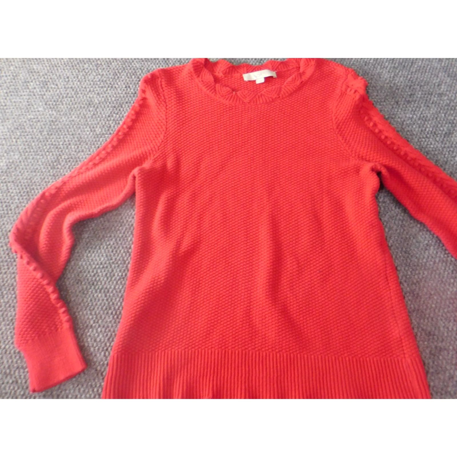 Loft LOFT Sweater Shirt Womens Regular Medium Red Knit Crew Neck Pullover Casual Knit Pattern Long Sleeve Vintage No Size M / US 6-8 / IT 42-44 - 4 Thumbnail