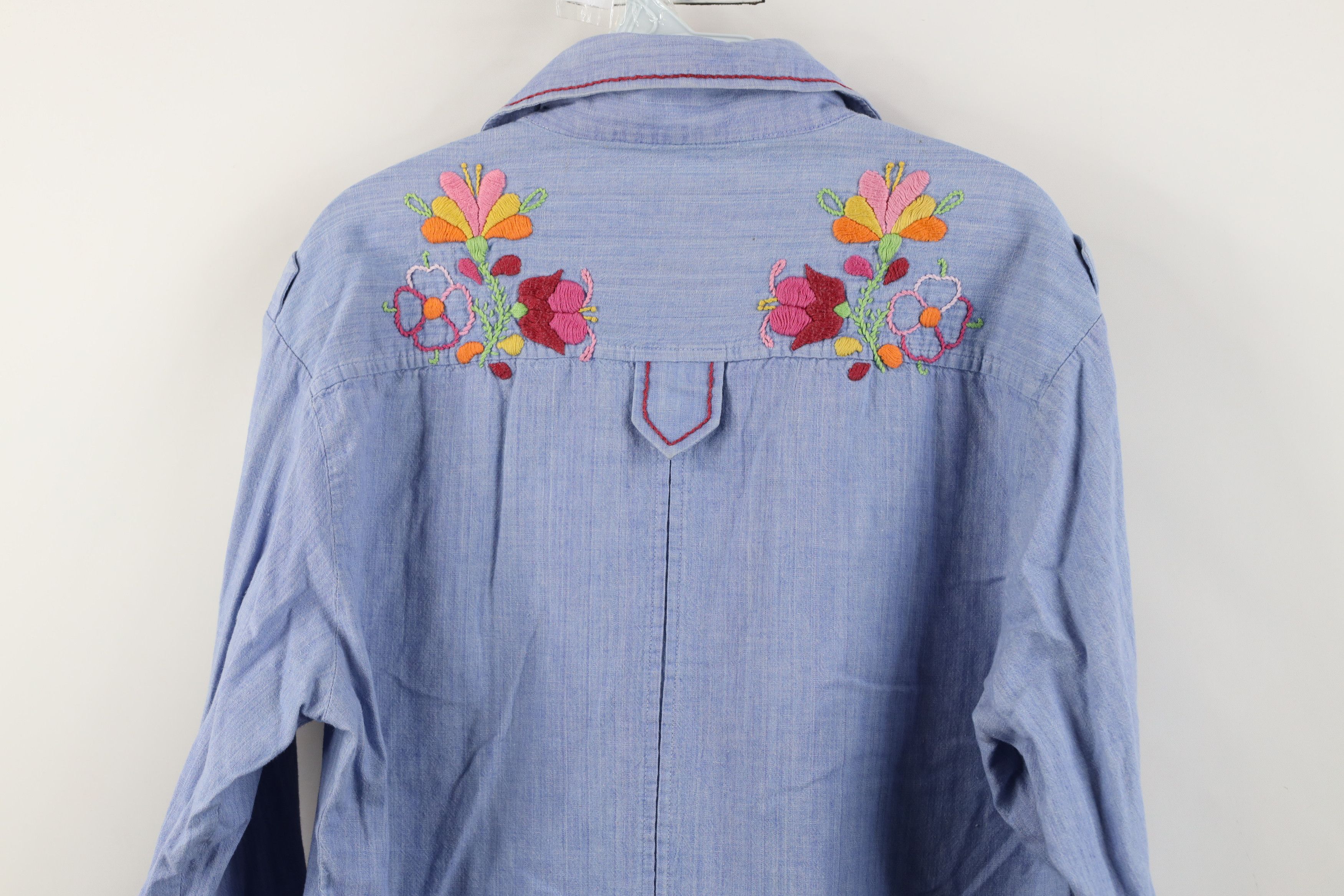 Vintage Vintage 70s Streetwear Embroidered Flower Button Shirt Size L / US 10 / IT 46 - 15 Thumbnail