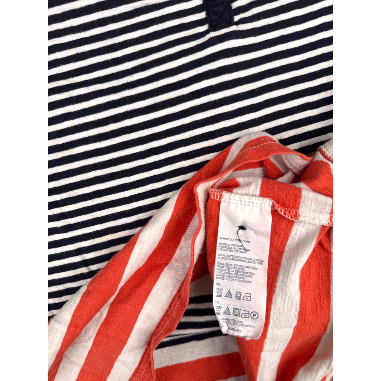 Tommy Hilfiger VINTAGE Tommy Hilfiger Shirt Women Medium Blue Orange Stripe Long Sleeve Crew Cotton Size M / US 6-8 / IT 42-44 - 7 Thumbnail