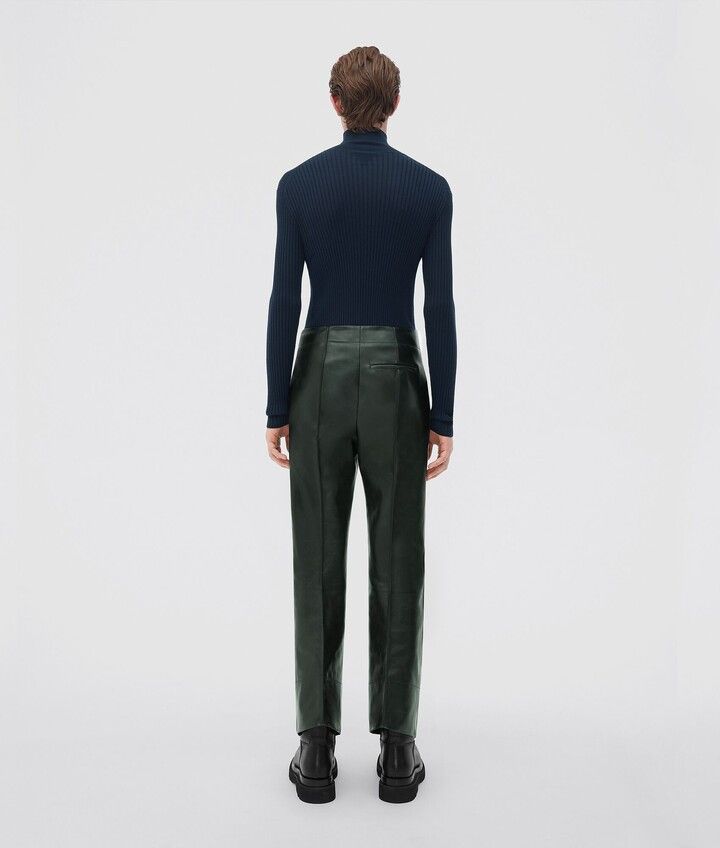Bottega Veneta o1loc1c0824 715406 Curved Shape Leather Trousers in Green Size US 36 / EU 52 - 3 Thumbnail