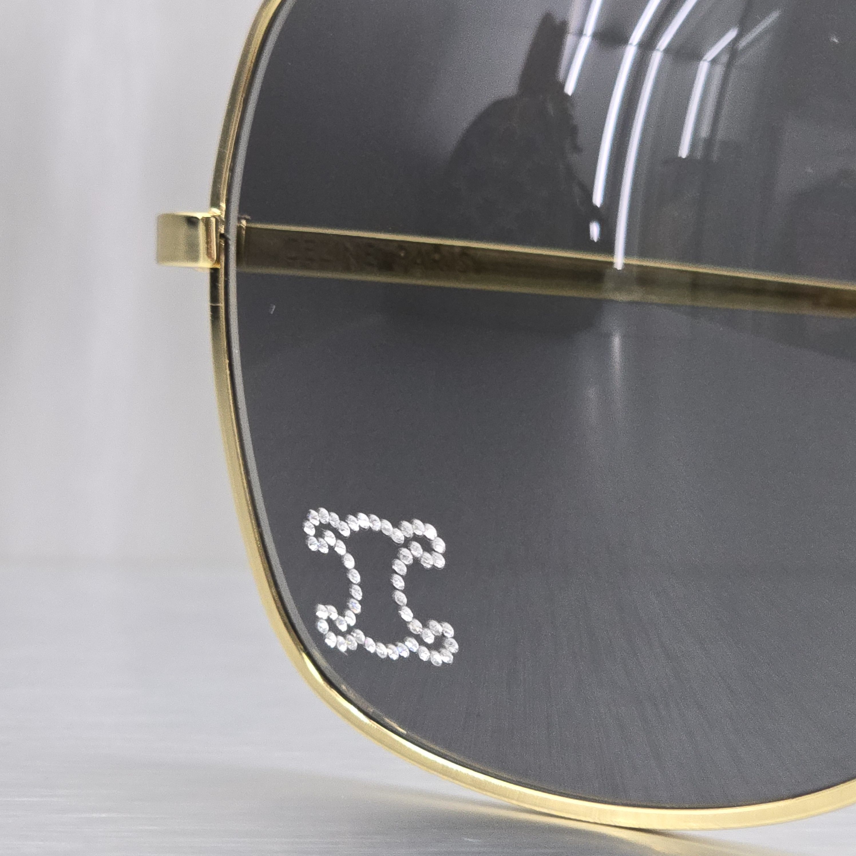 Celine CELINE Triomphe Rhinestone 01 In Metal Crystals GOLD/SMOKE Size ONE SIZE - 8 Thumbnail