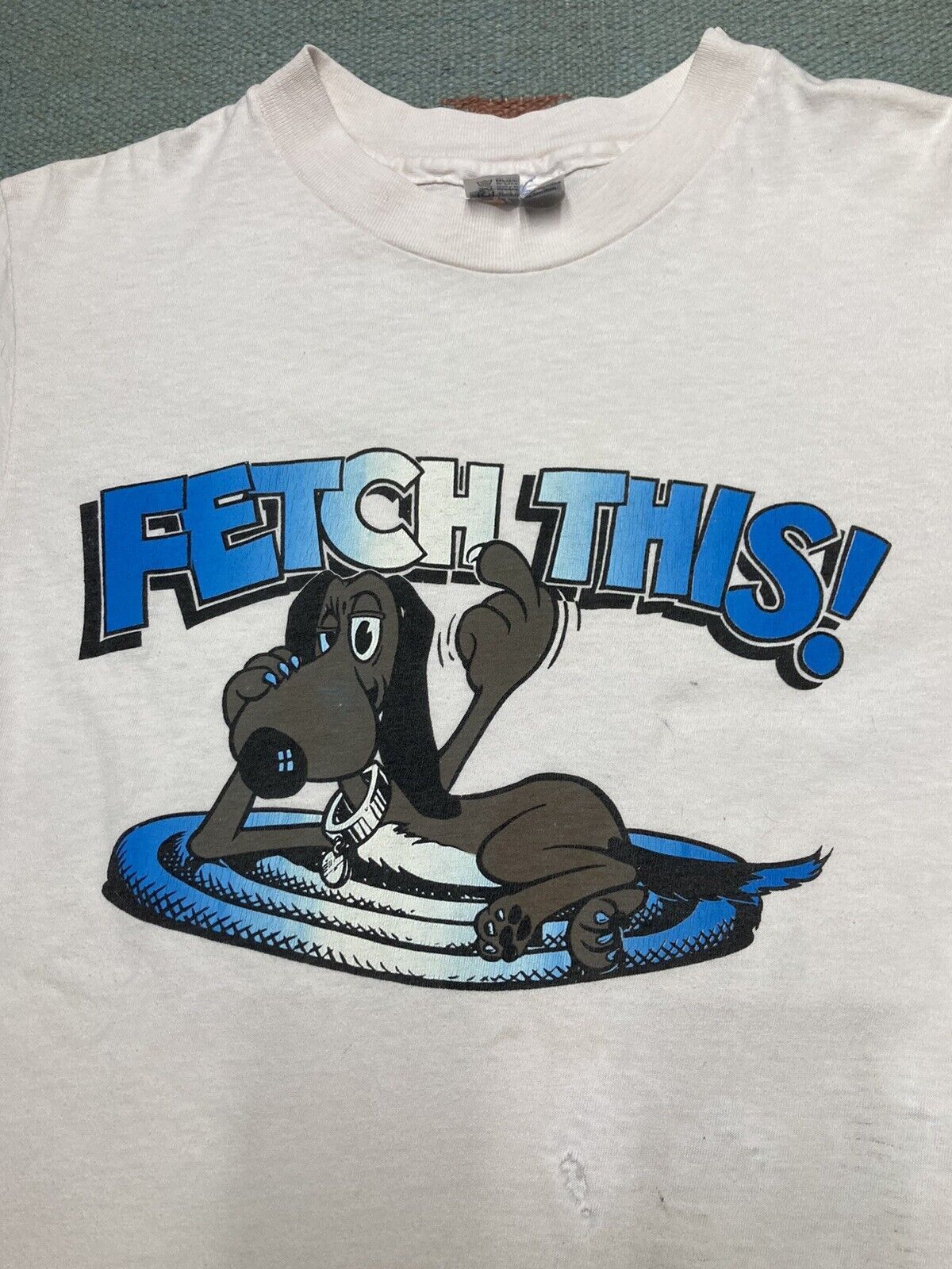 Hanes × Vintage 1980s fetch this dog middle finger t shirt funny cartoon M Size US M / EU 48-50 / 2 - 6 Thumbnail
