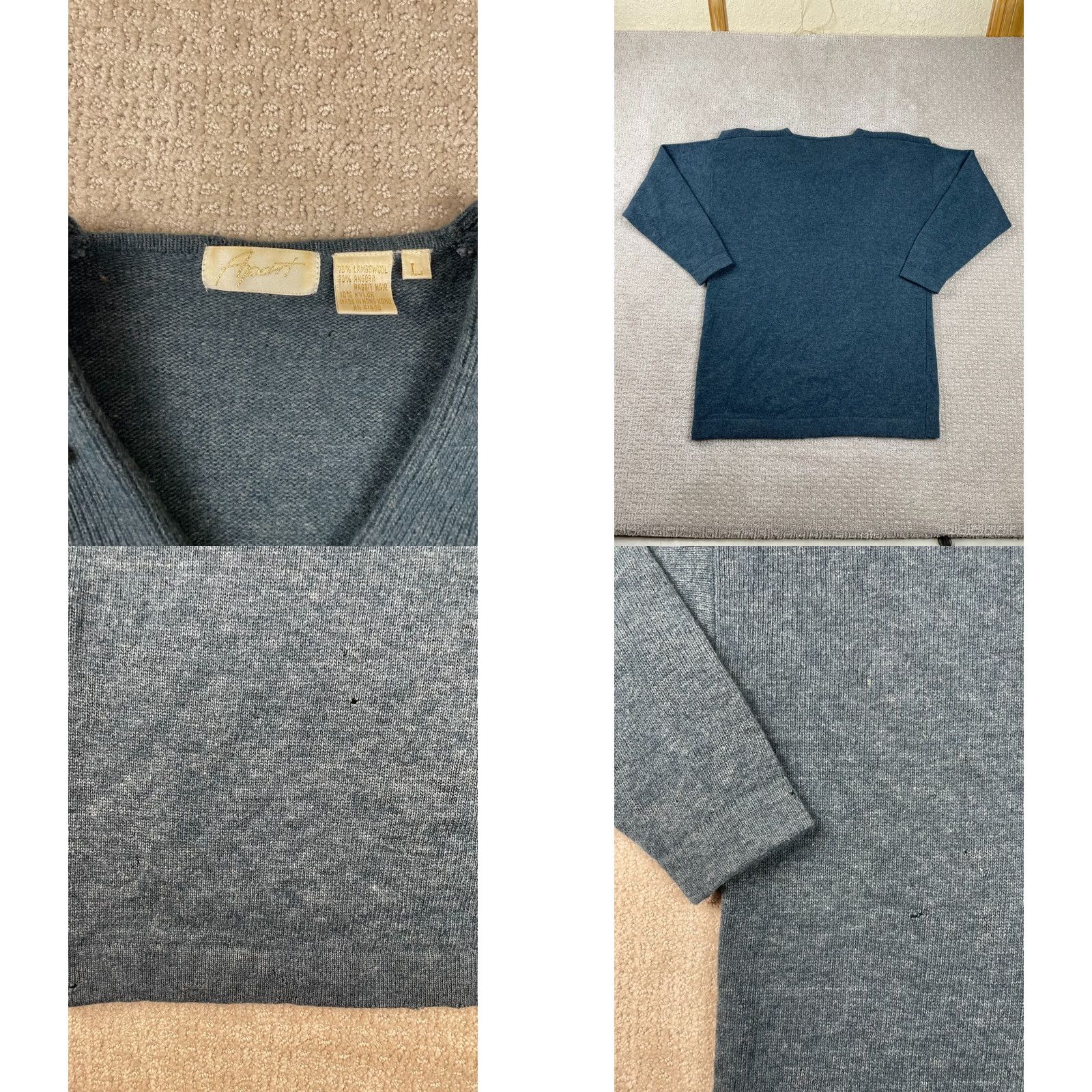 Vintage VINTAGE Apart Sweater Womens Large Blue Open Front Caped Wool Angora Rabbit Hair Pullover Winter Fall Womens Size L / US 10 / IT 46 - 8 Thumbnail