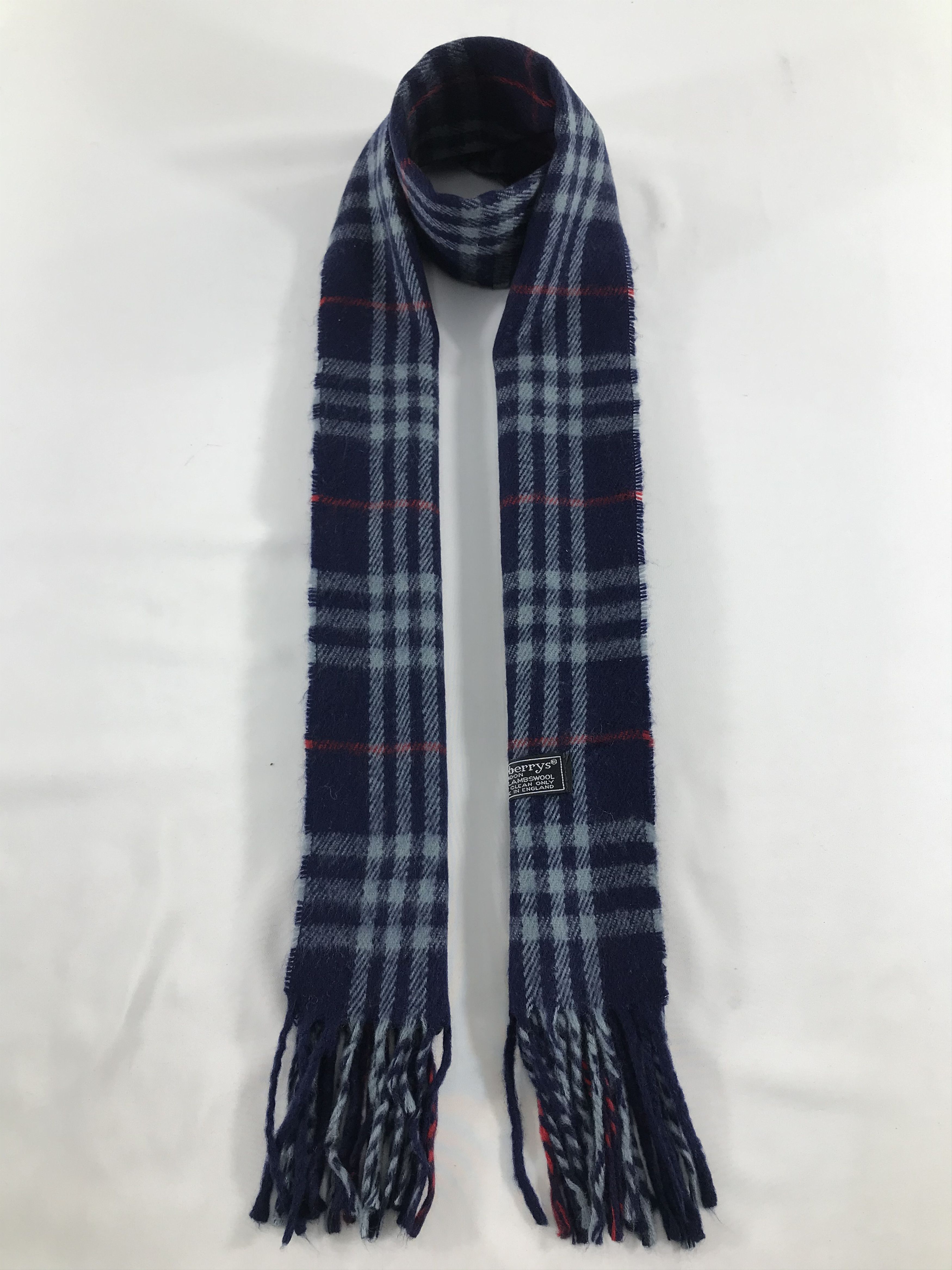 Burberry Burberrys Nova Check Blue Wool Scarf Muffler V463 Size ONE SIZE - 1 Thumbnail