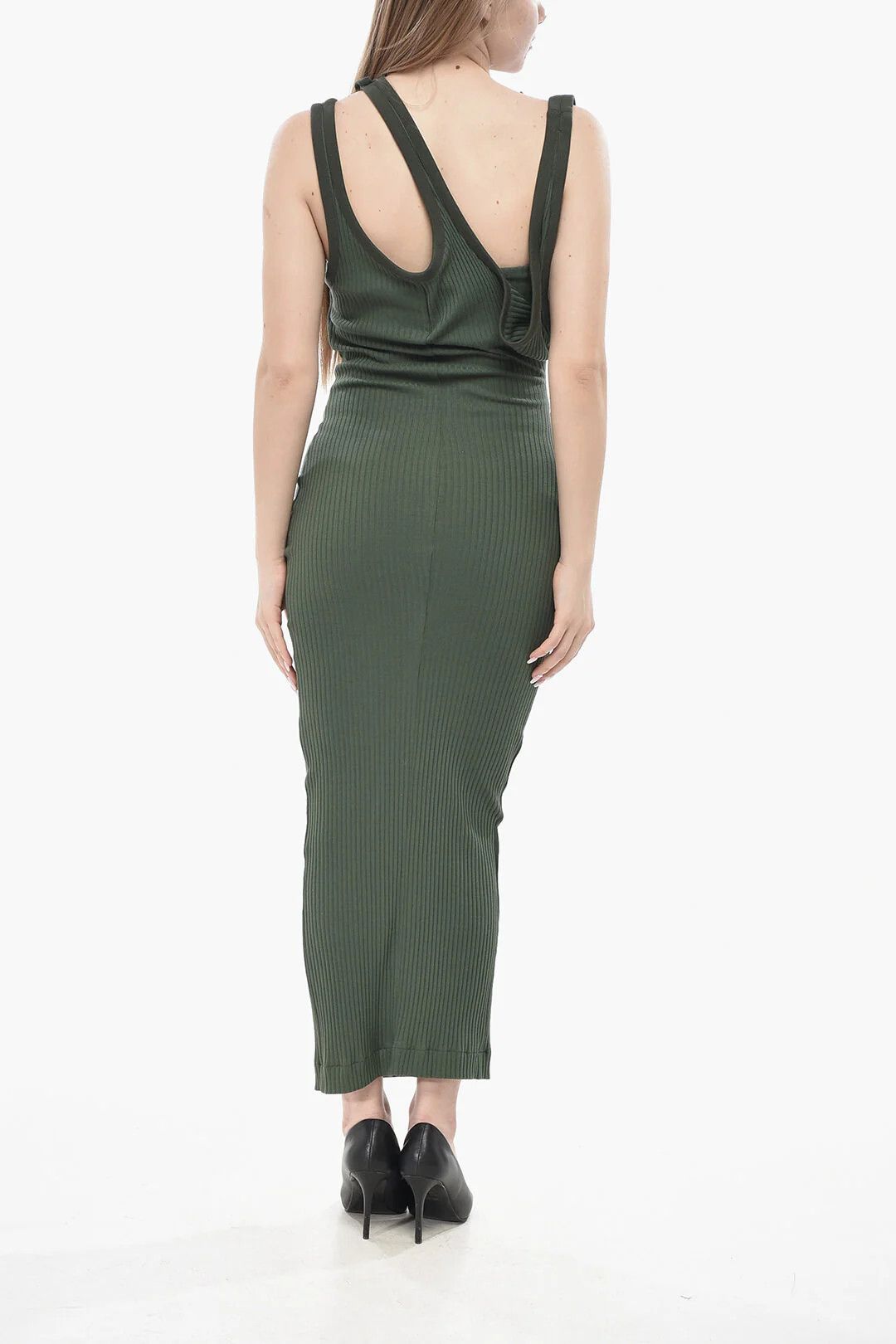 The Attico og1mm0426 Ribbed Cotton Tank Dress in Military Green Size XS / US 0-2 / IT 36-38 - 2 Thumbnail