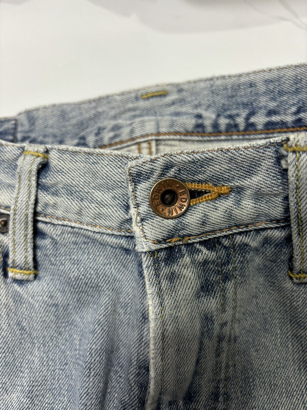 Edwin VINTAGE EDWIN 505x SELVEDGE BAGGY DISTRESSED DENIM JEANS Size US 31 - 9 Thumbnail