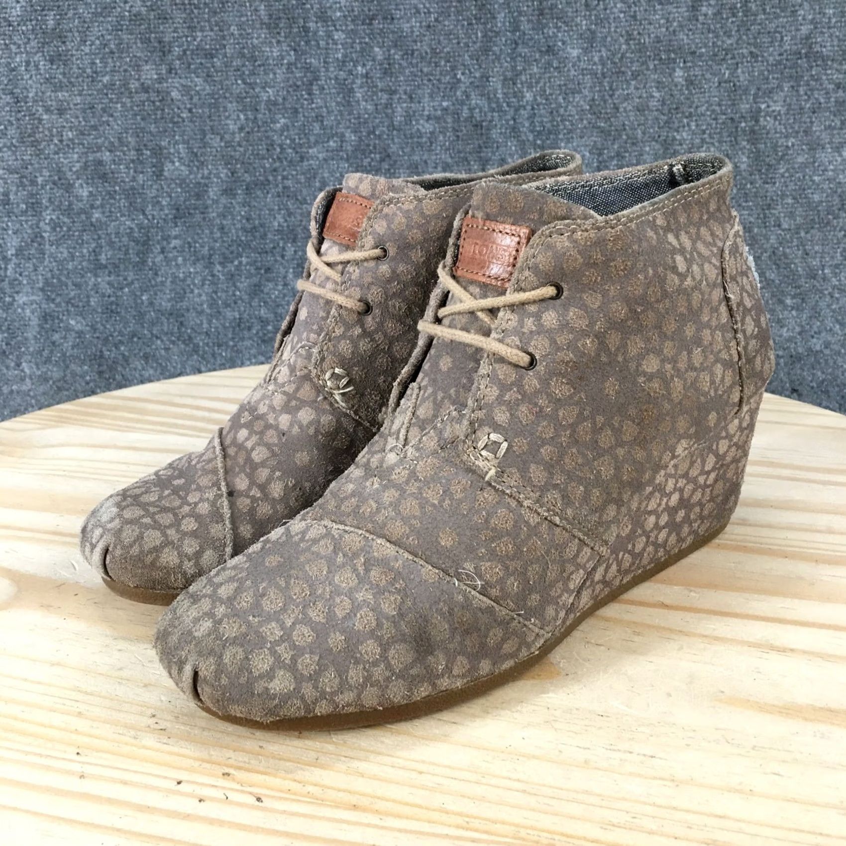 Toms TOMS Boots Womens 8.5 Desert Brown Herringbone Wedge Heels Casual Bootie Size US 9 / IT 39 - 6 Thumbnail