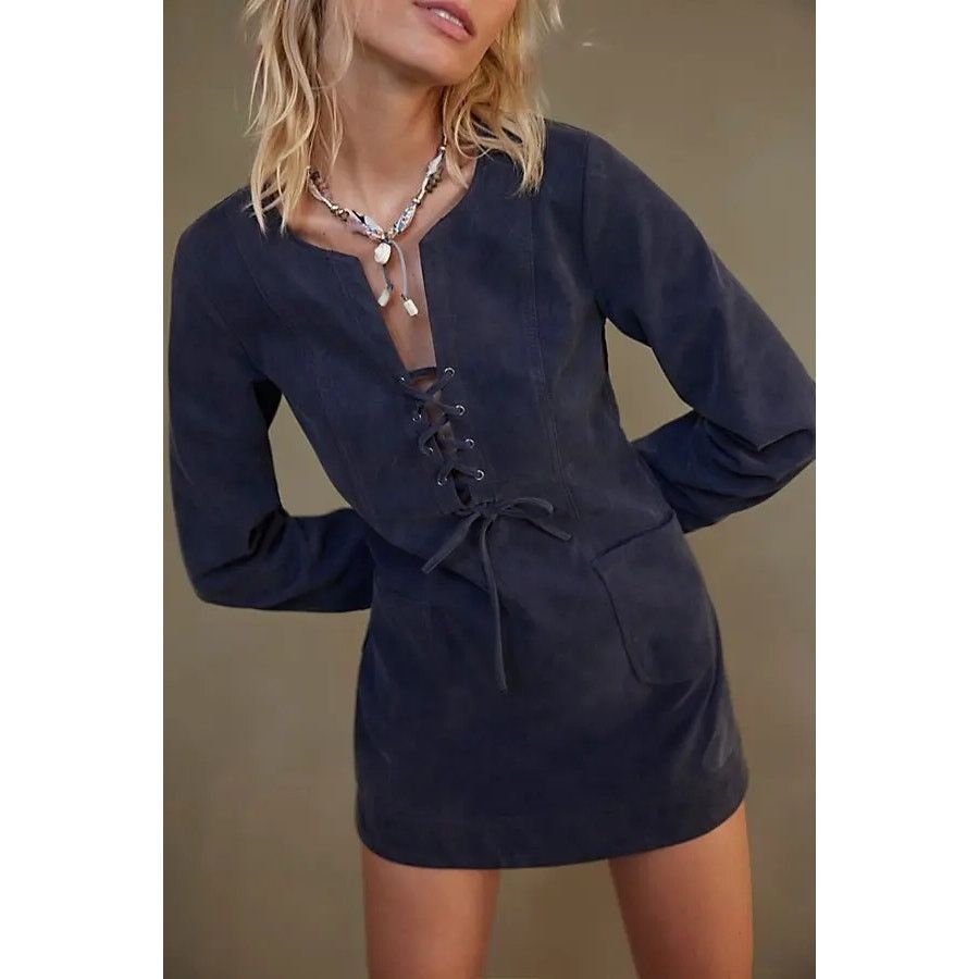 Blue Faux Leather Dress | Grailed