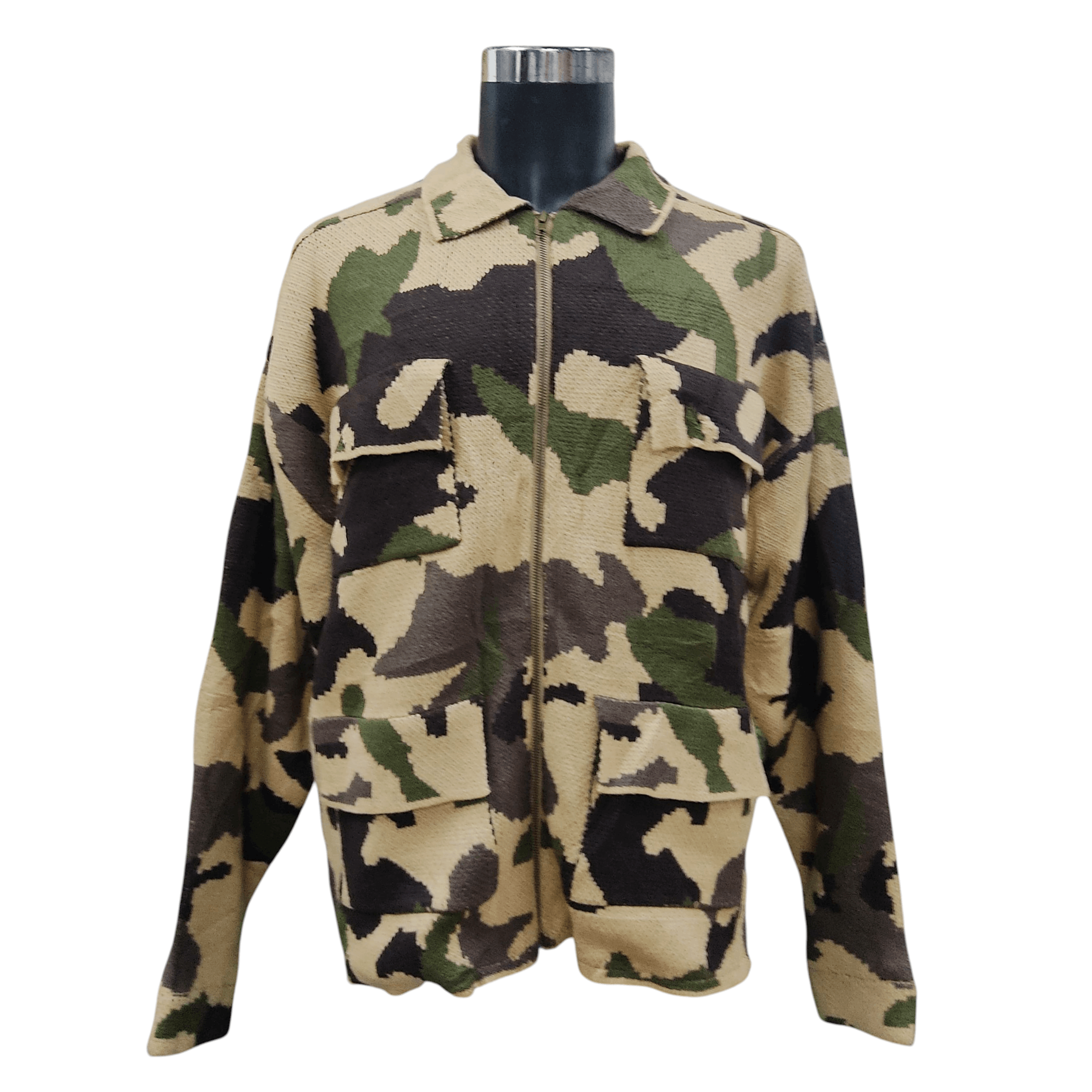 Japanese Brand B.Ballsy Military Camouflage Zip Knit Cardigan Size US L / EU 52-54 / 3 - 1 Thumbnail