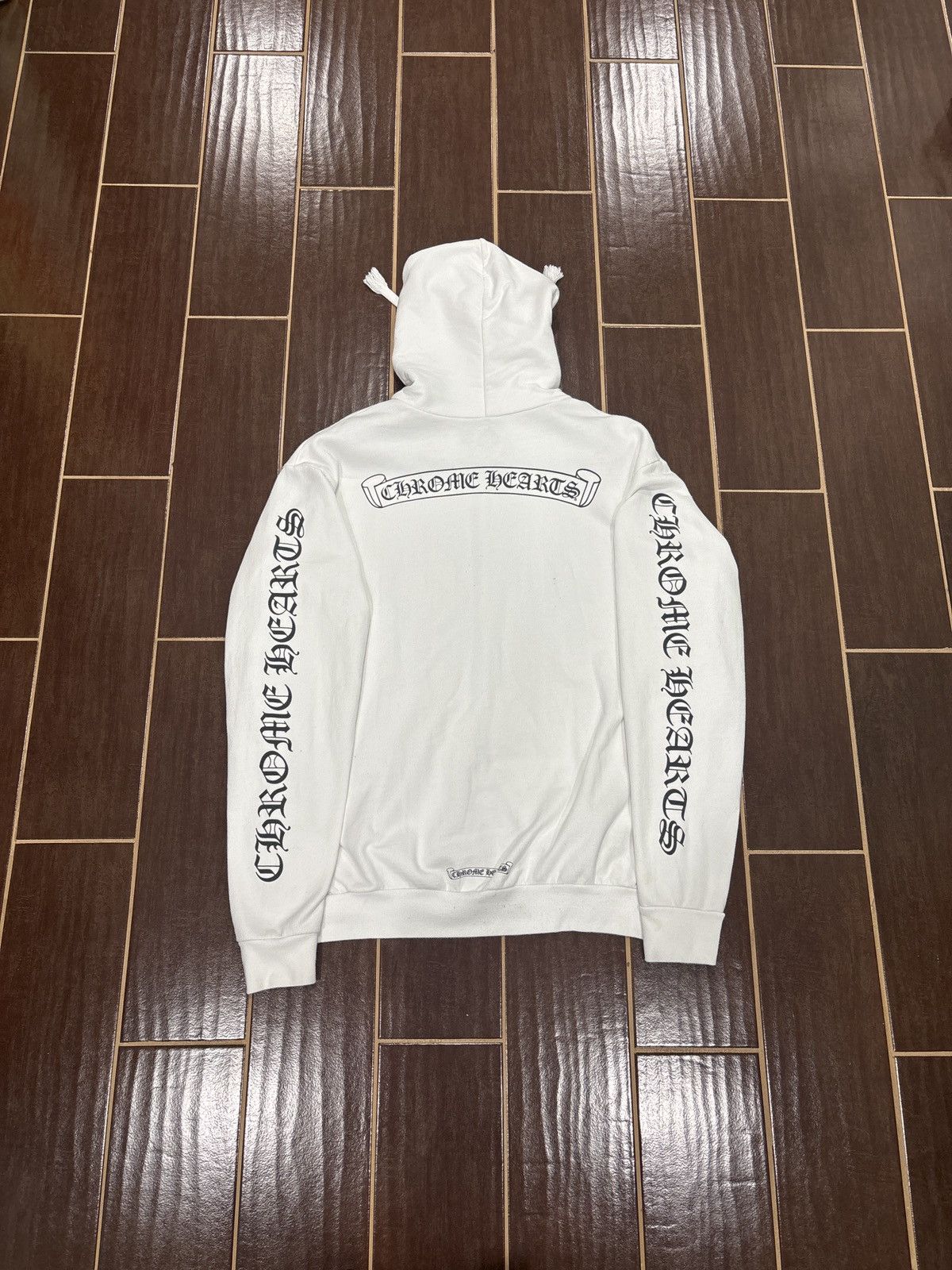 USED Chrome Hearts Scroll Logo Zip Up Hoodie White Size L