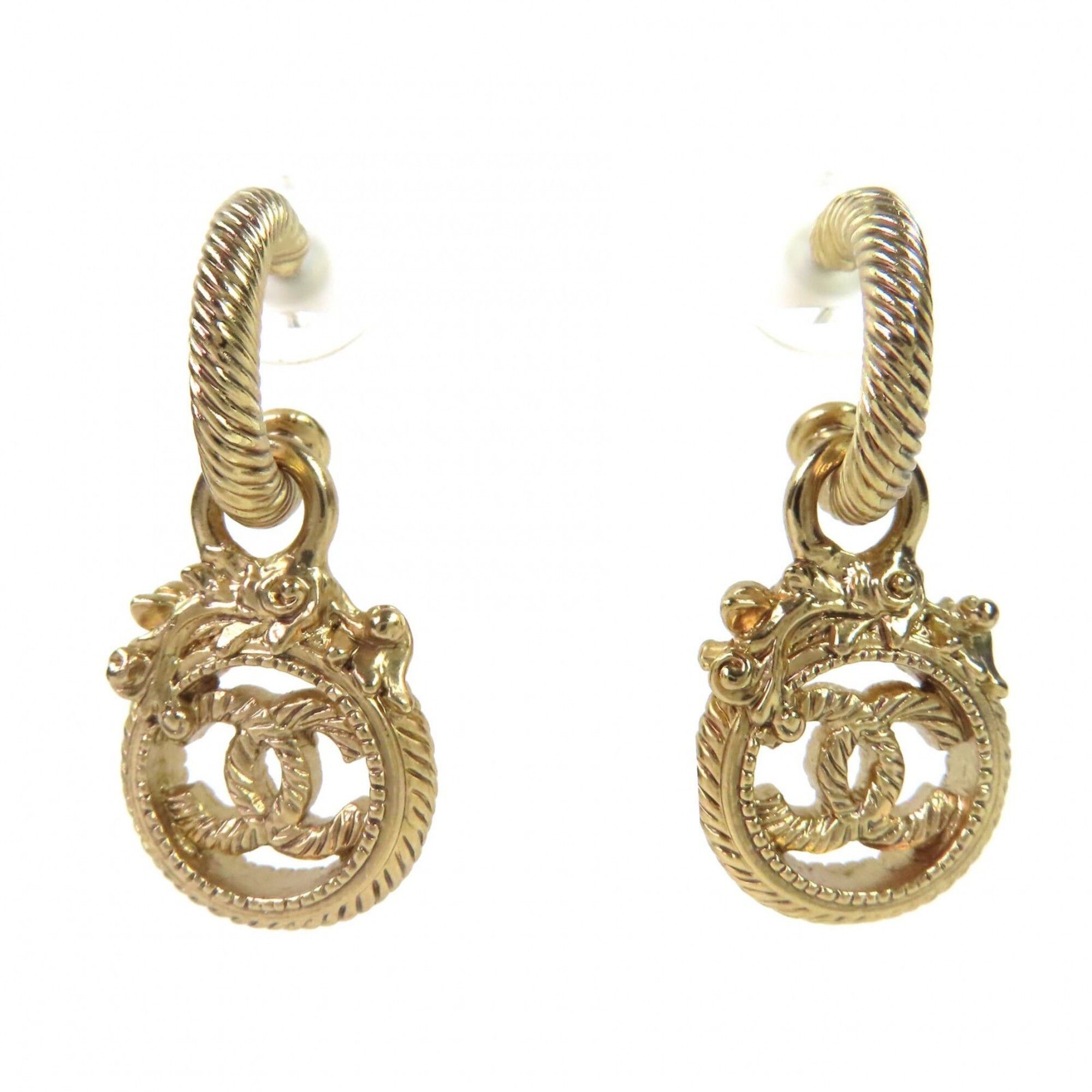Chanel CHANEL Vintage 05A Coco Mark Rope Twist Swing Earrings, Gold, Made in France, Women's. (Pair) Size ONE SIZE - 1 Thumbnail
