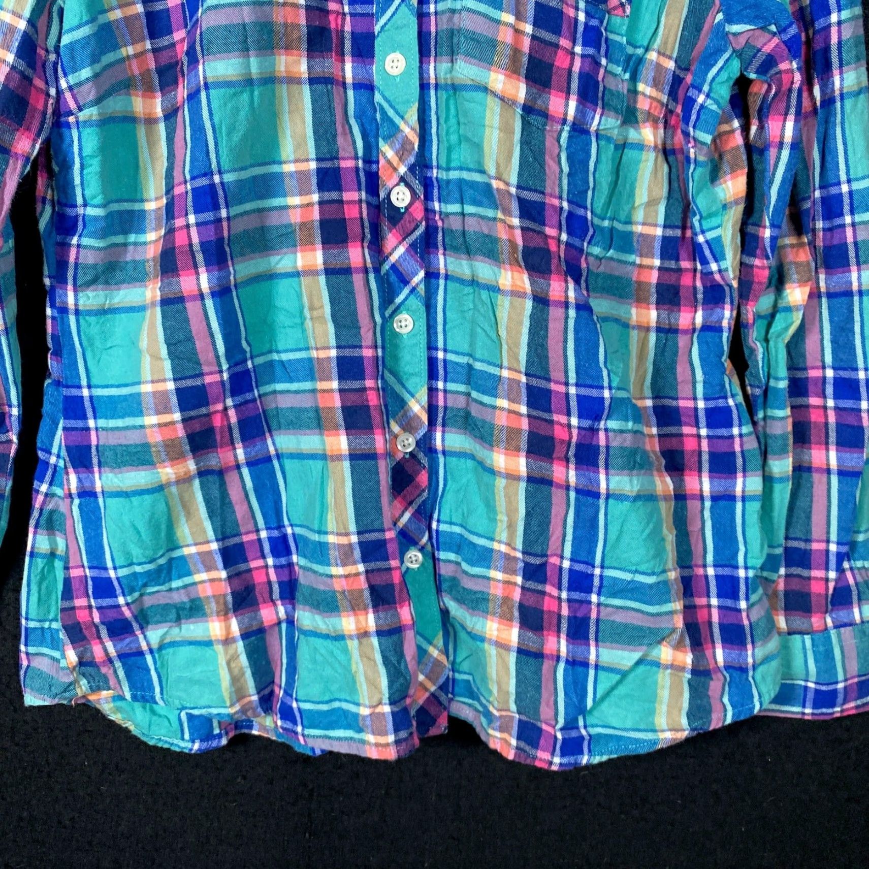 Eddie Bauer Eddie Bauer Womens Blouse Multicolored Plaid Button Down 100% Cotton Large Size L / US 10 / IT 46 - 3 Thumbnail