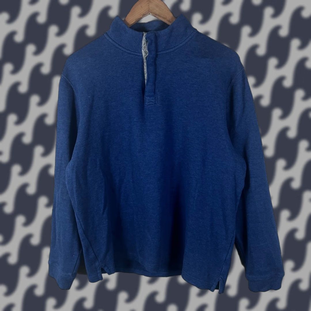 johnnie-O Johnnie-O Mens Large Blue Heathered Quarter Button Mock Neck Pullover Sweater Size US L / EU 52-54 / 3 - 1 Thumbnail