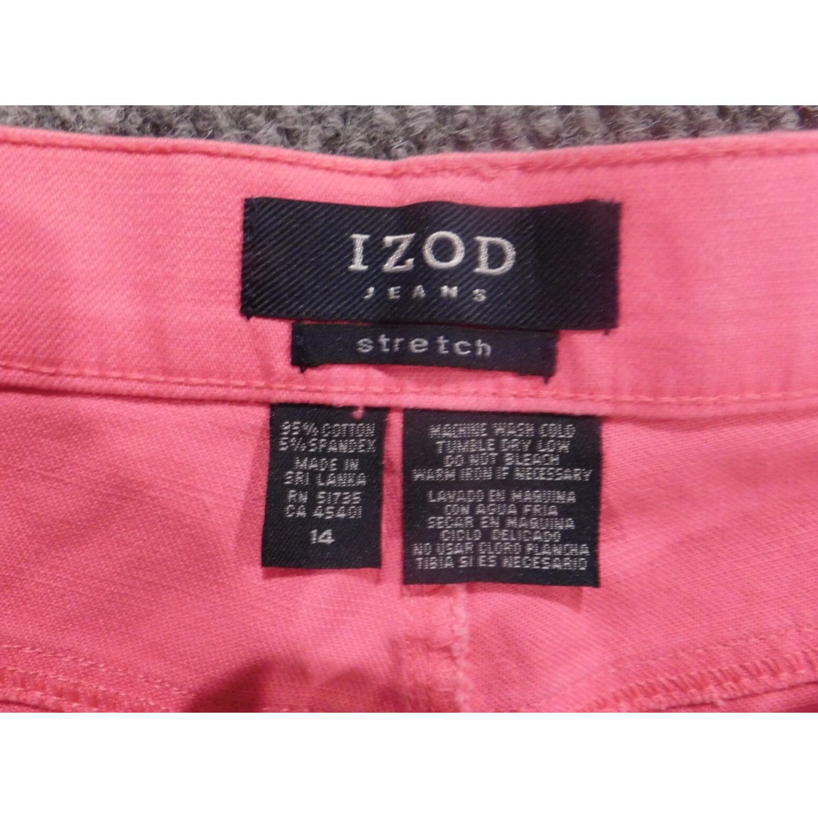 Izod IZOD Jeans Womens 14 Pink Straight Stretch Denim Cuffed Modern Pockets Zipper Regular Inseam 24 Size 36" / US 14 / IT 50 - 4 Thumbnail