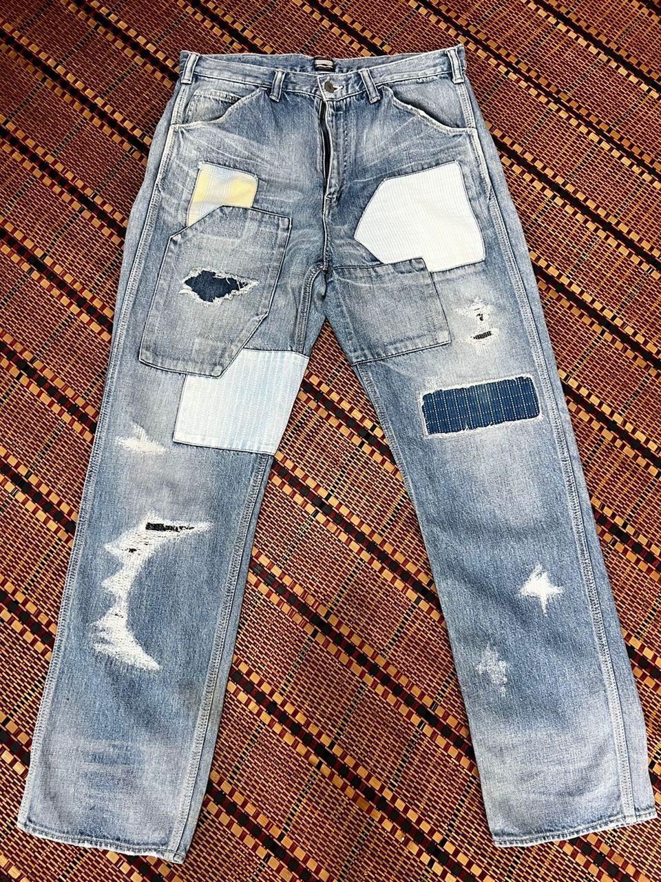 Momotaro Jeans Momotaro Patchwork Denim Jeans Size US 35 - 5 Thumbnail