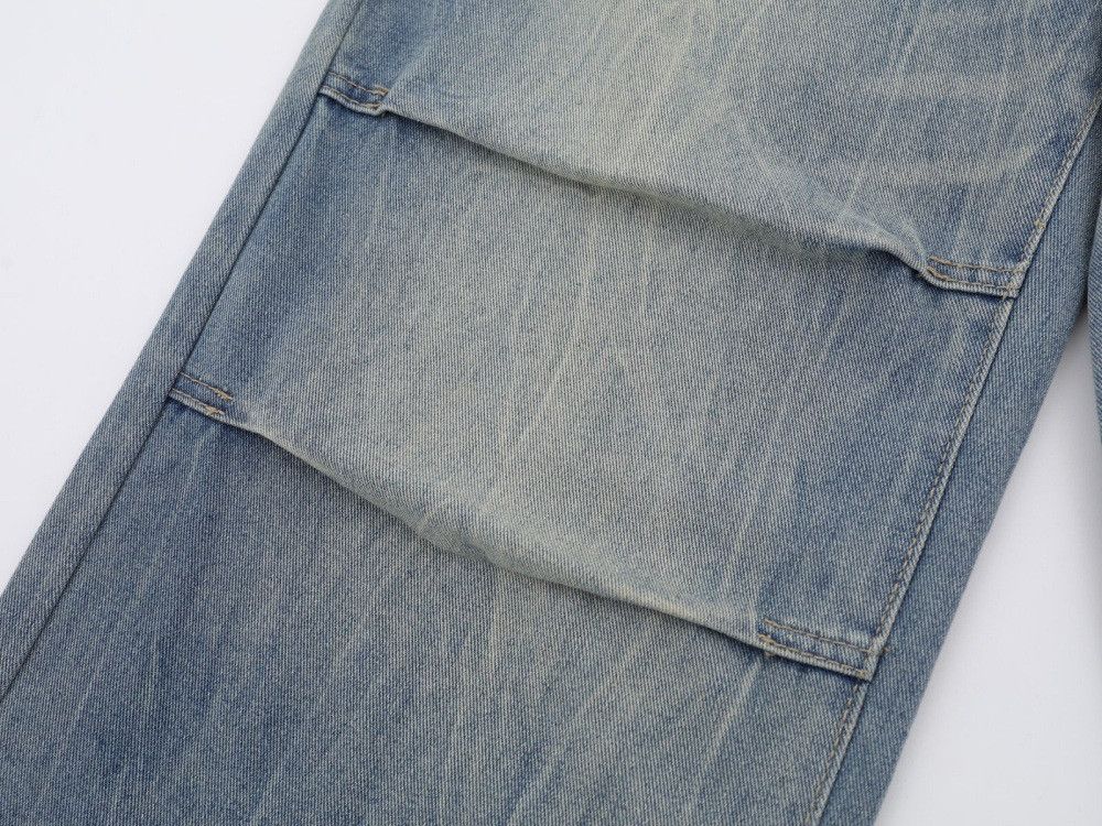 Vintage Punk distressed straight loose men's pleated jeans Size US 32 / EU 48 - 4 Thumbnail