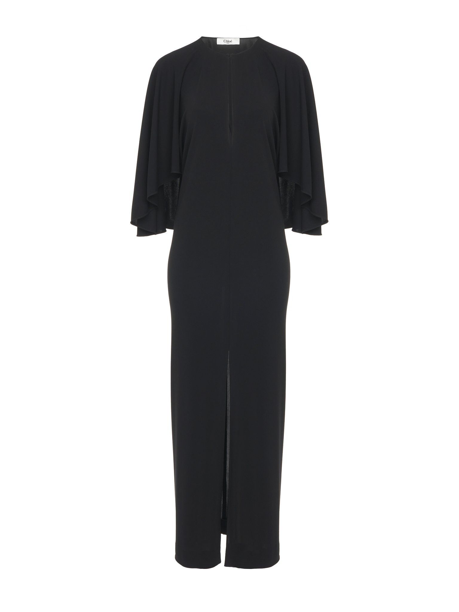 Chloe o1loc1c11025 Long Cape Dress in Black Size XS / US 0-2 / IT 36-38 - 1 Thumbnail