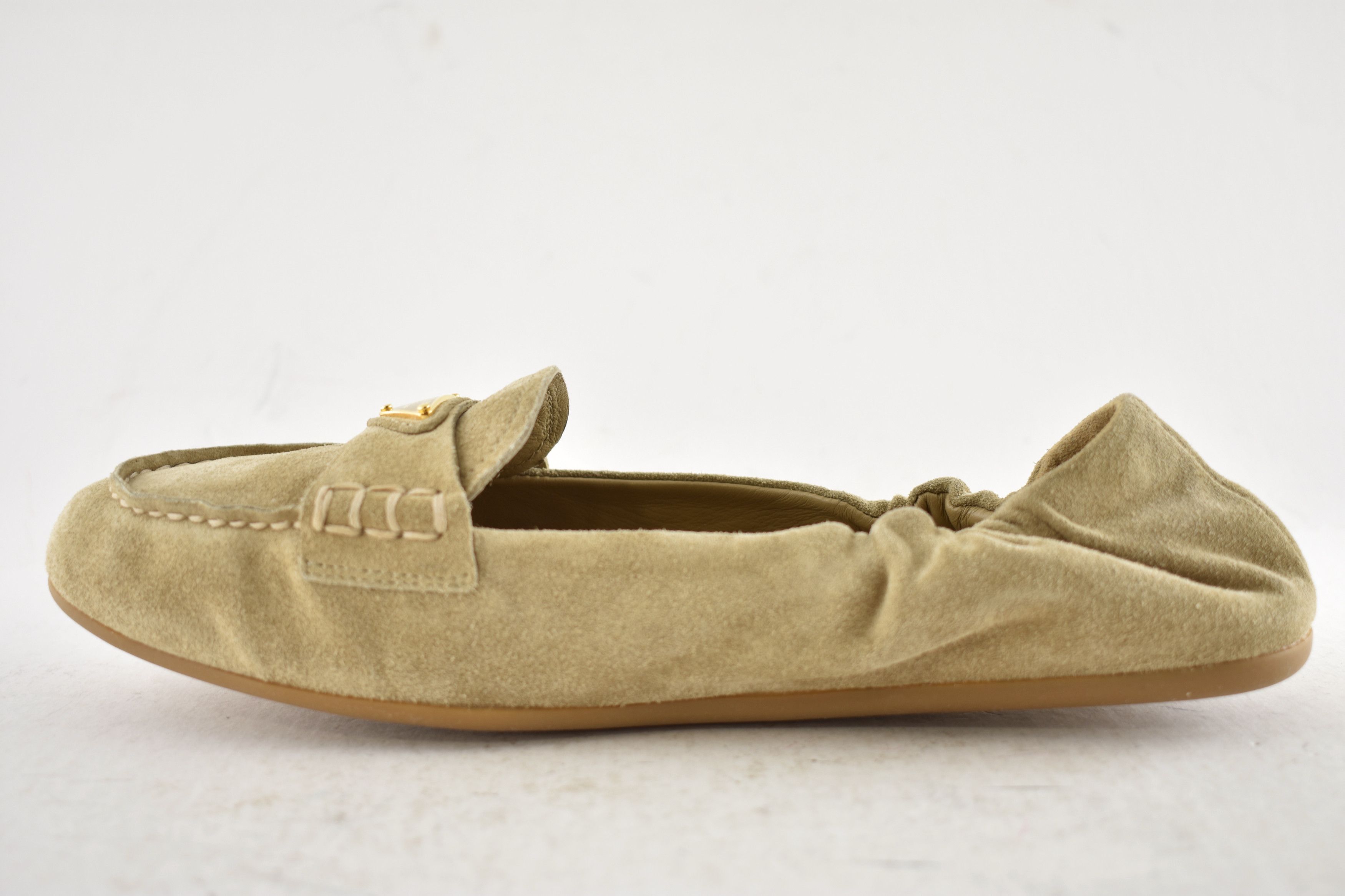Prada Prada Ecru Beige Suede Logo Scrunch Loafer Moccasin Flat 38 Size US 8 / IT 38 - 15 Thumbnail