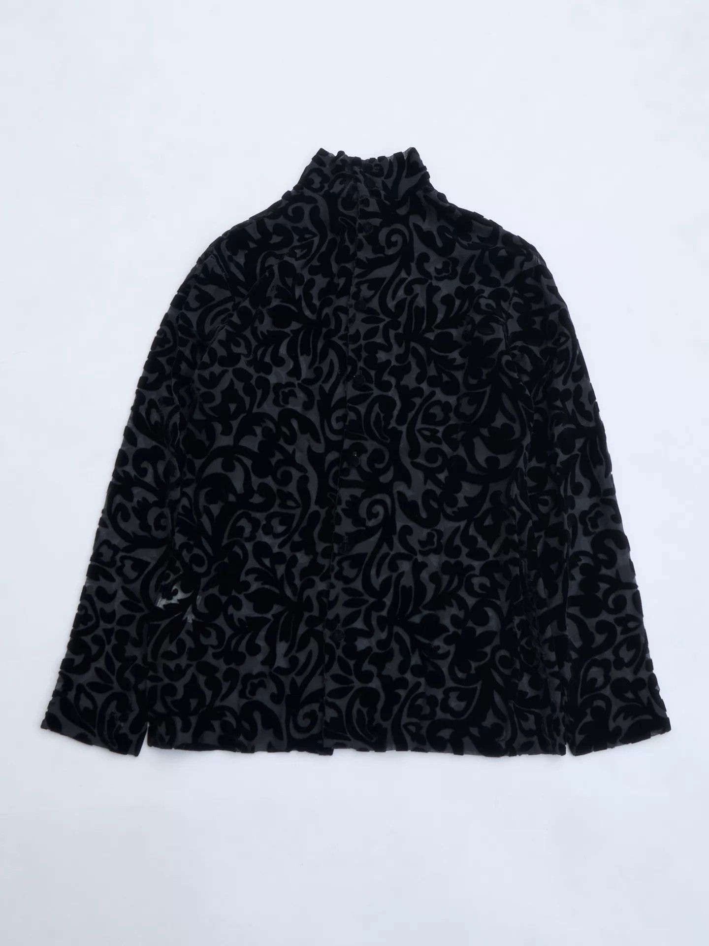 Romeo Gigli ROMEO GIGLI 90s Black Sheer Velvet Turtleneck Top Size S / US 4 / IT 40 - 8 Thumbnail