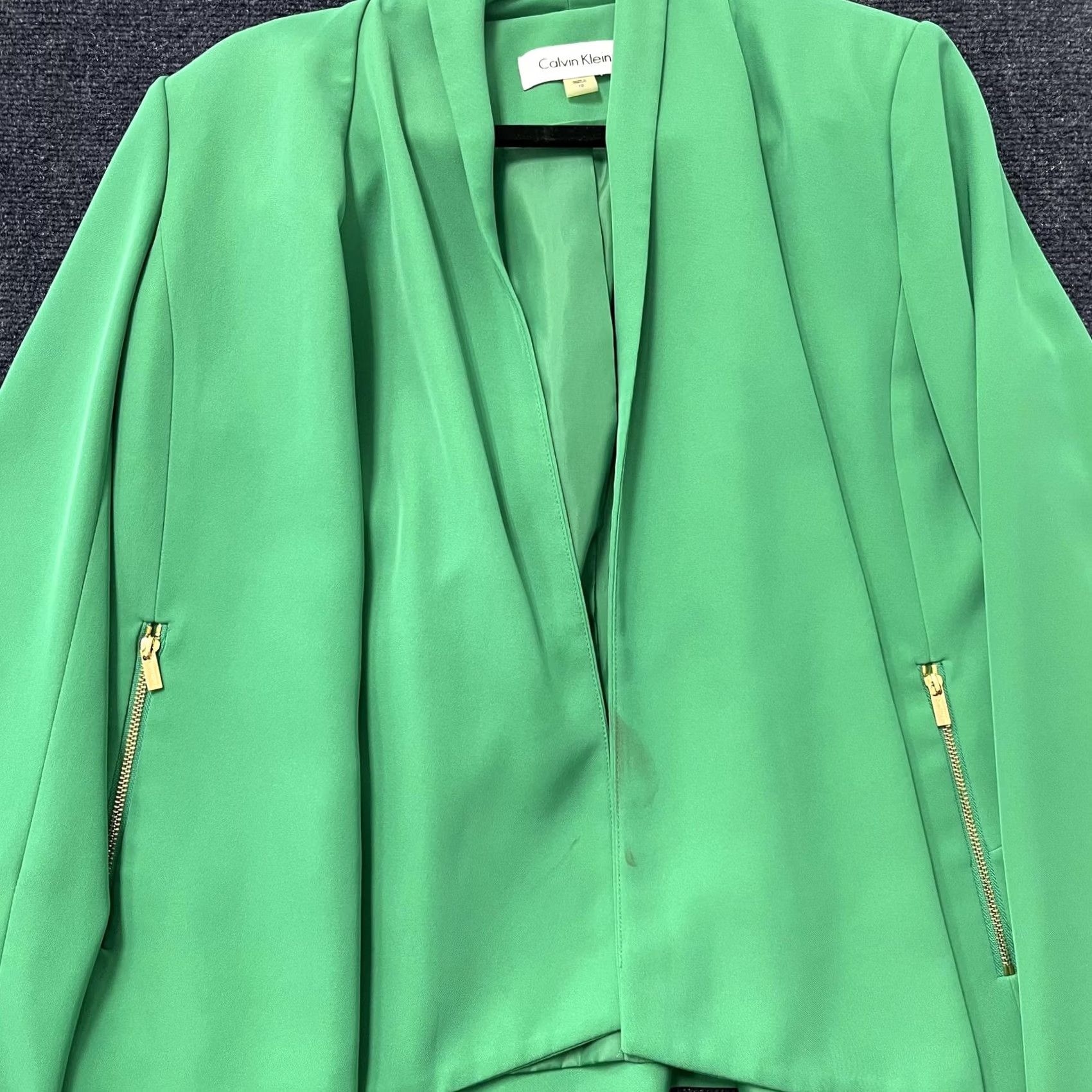 Calvin Klein Calvin Klein Blazer Jacket Womens 10 Green Open Front Zip Pockets Lined Career Blazer Jacket Women 10 Green Career Blazer Womens Mens? Size L / US 10 / IT 46 - 2 Thumbnail