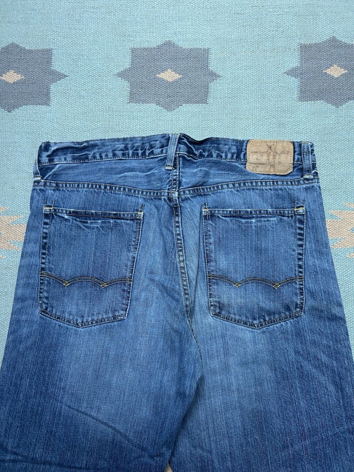Vintage Vtg American Eagle loose fit jeans distres faded baggy 36x29 Size US 36 / EU 52 - 3 Thumbnail
