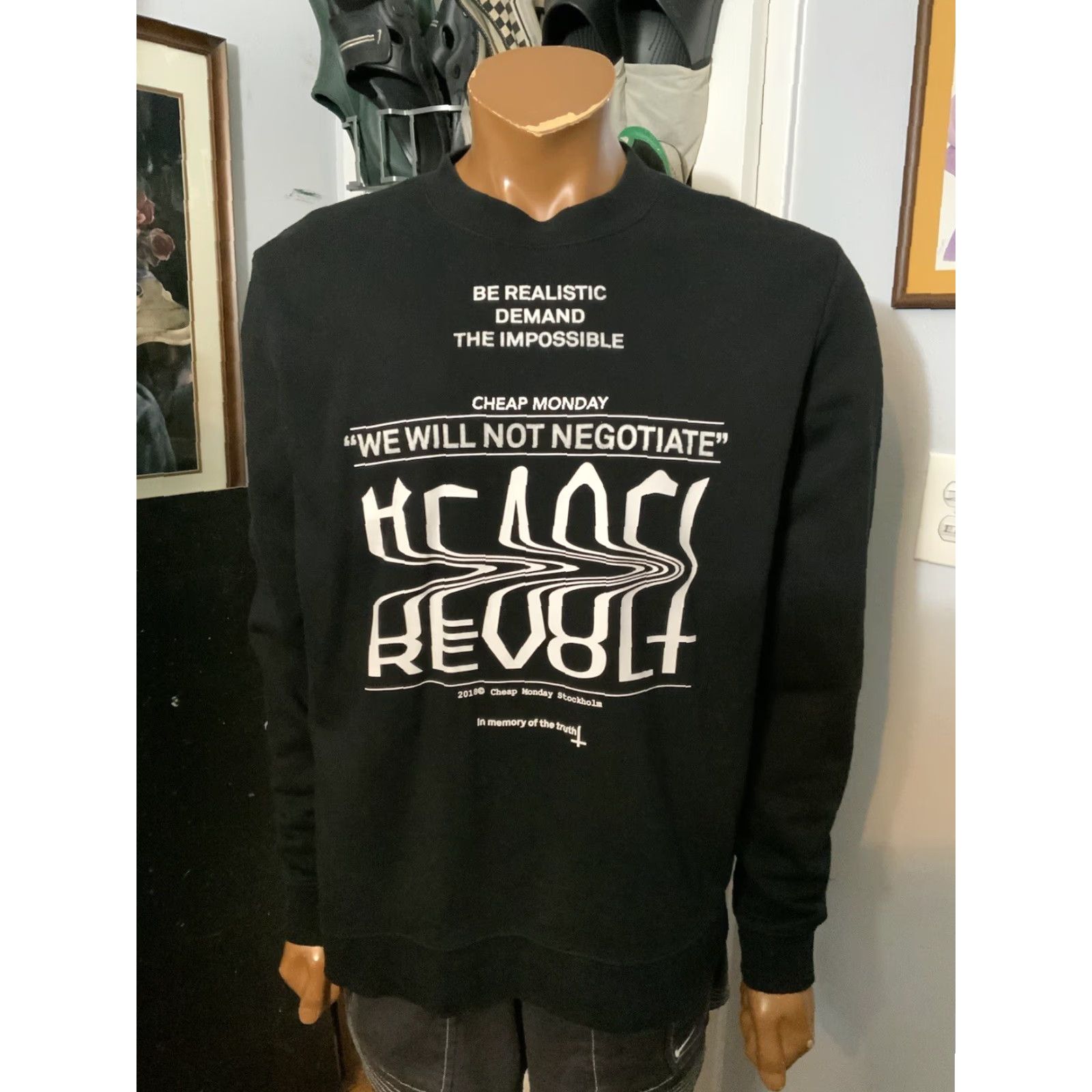 Cheap Monday Cheap Monday Sweatshirt Mens LG Black Stockholm We Will Not Negotiate Be Realistic Crewneck Size US L / EU 52-54 / 3 - 7 Thumbnail