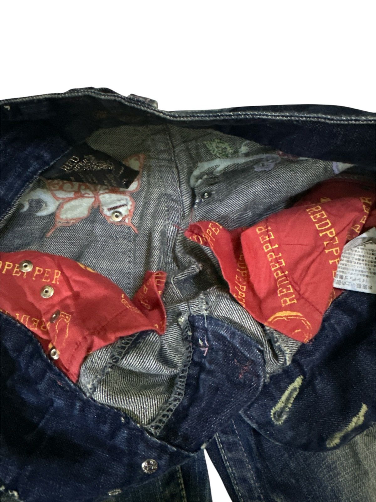 GOA Crazy 2000s Red Pepper Washed Flare Jeans Goa Lgb Y2K Style Size US 32 / EU 48 - 8 Thumbnail