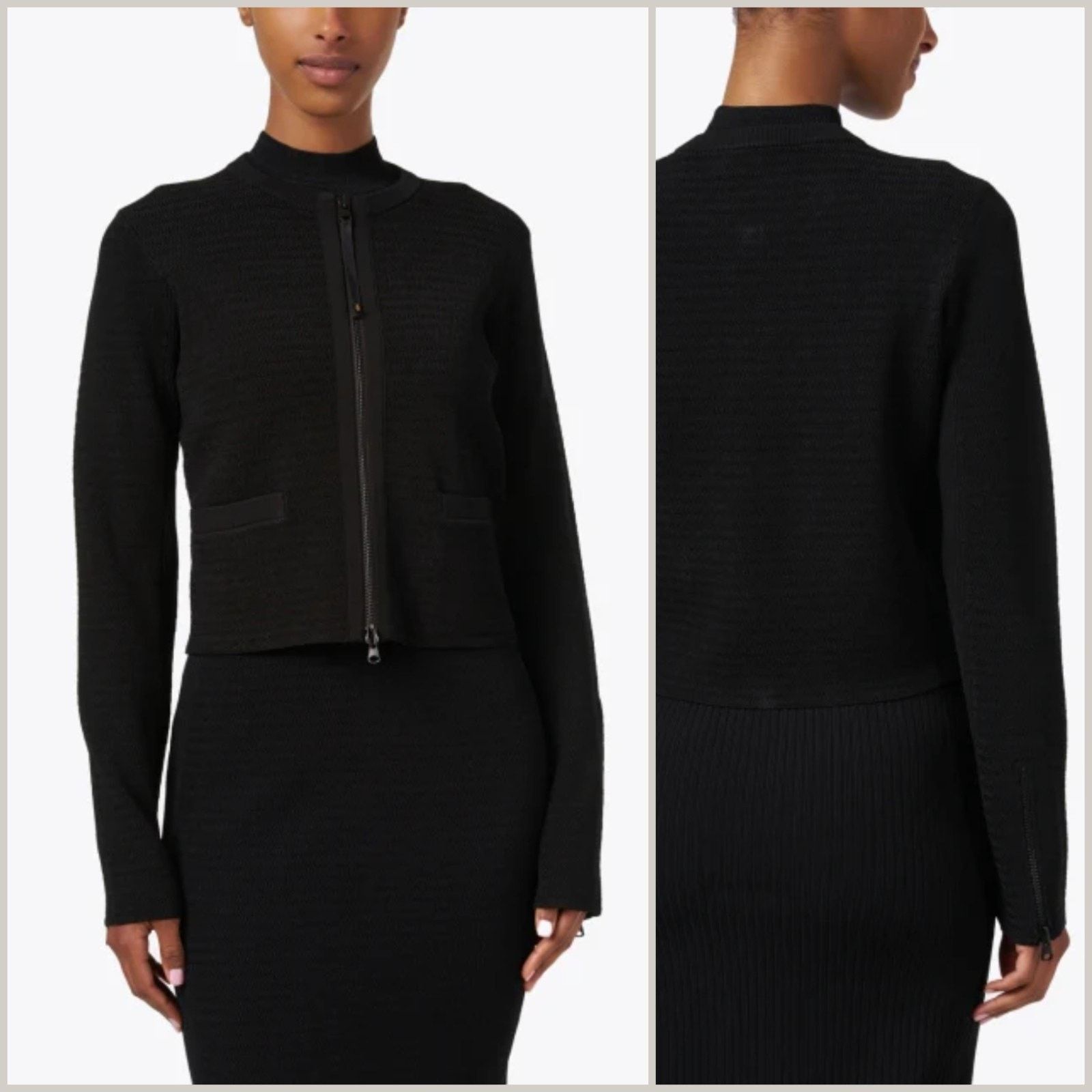 St. John ST. JOHN Collection $895 Black Zip Front Knit Jacket Large Size L / US 10 / IT 46 - 1 Thumbnail