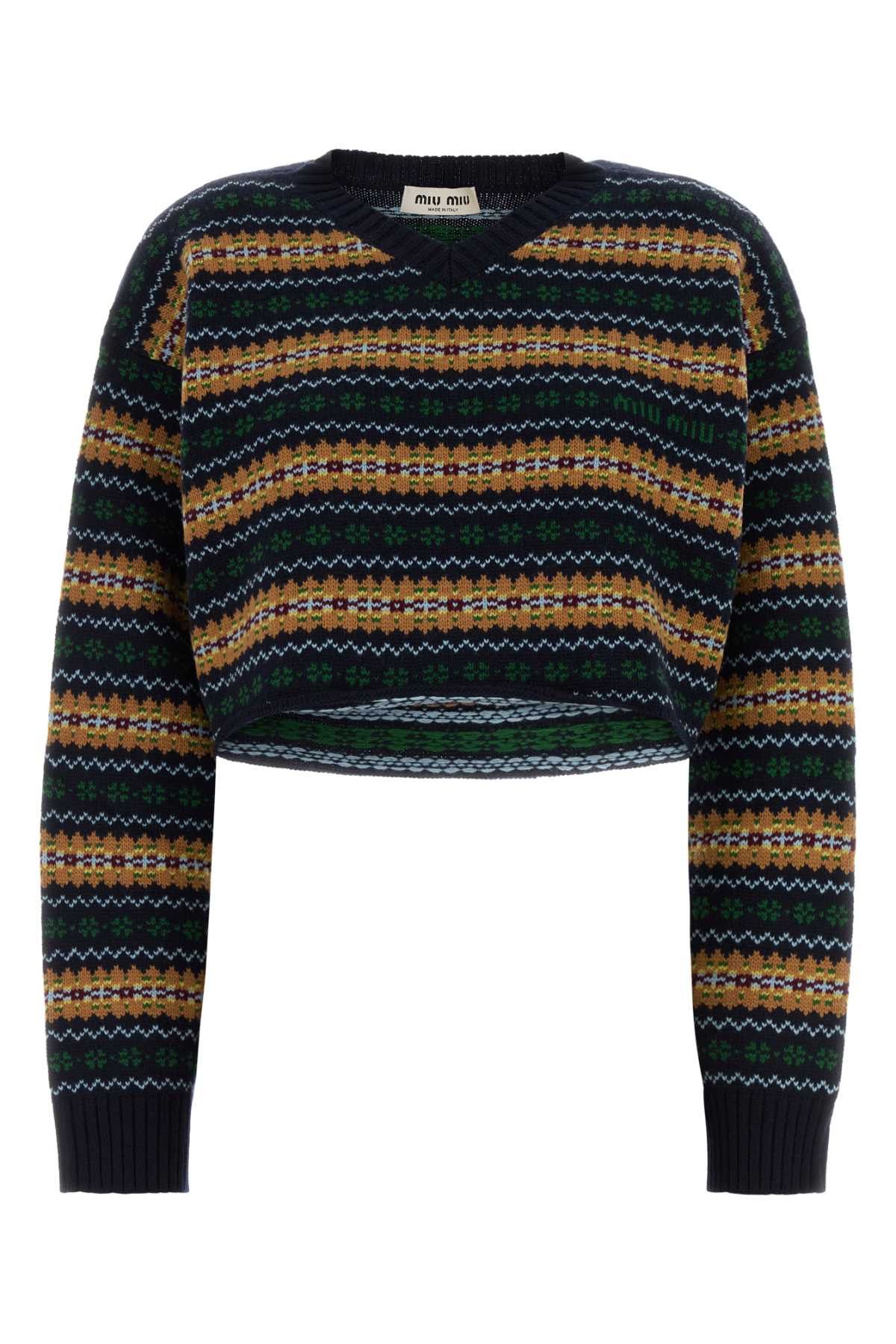 Miu Miu Embroidered Wool Sweater Size XS / US 0-2 / IT 36-38 - 1 Thumbnail