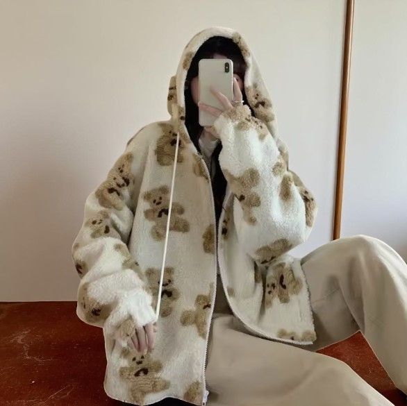 Other Warm Fluffy Bear Coat – Streetwear Hoodie for Women Size S / US 4 / IT 40 - 2 Thumbnail