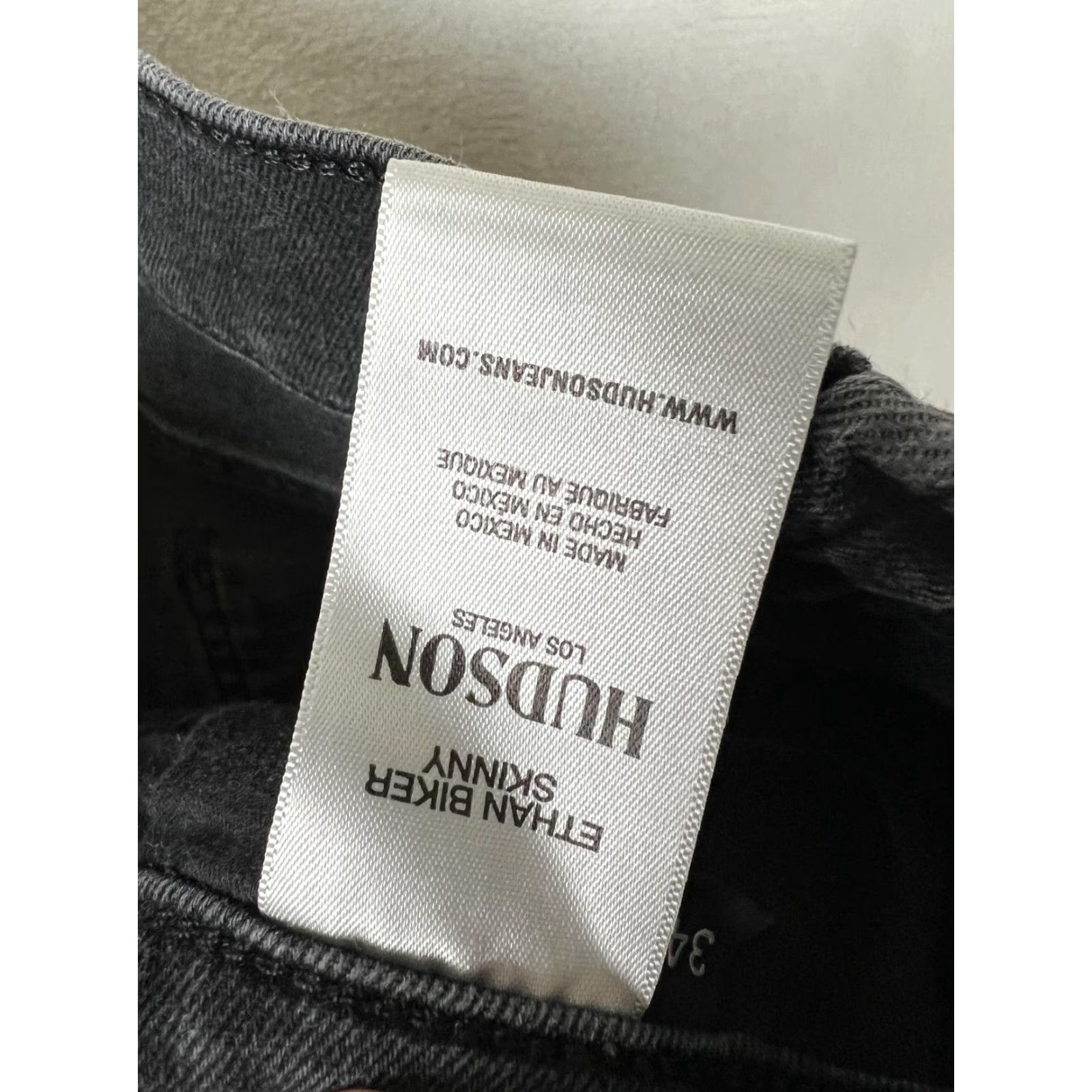Hudson HUDSON Ethan Biker Skinny Jeans Mens 34x34 Gray Moto Stretch Denim Charcoal Wash Logged logo Rivets Size US 34 / EU 50 - 7 Thumbnail