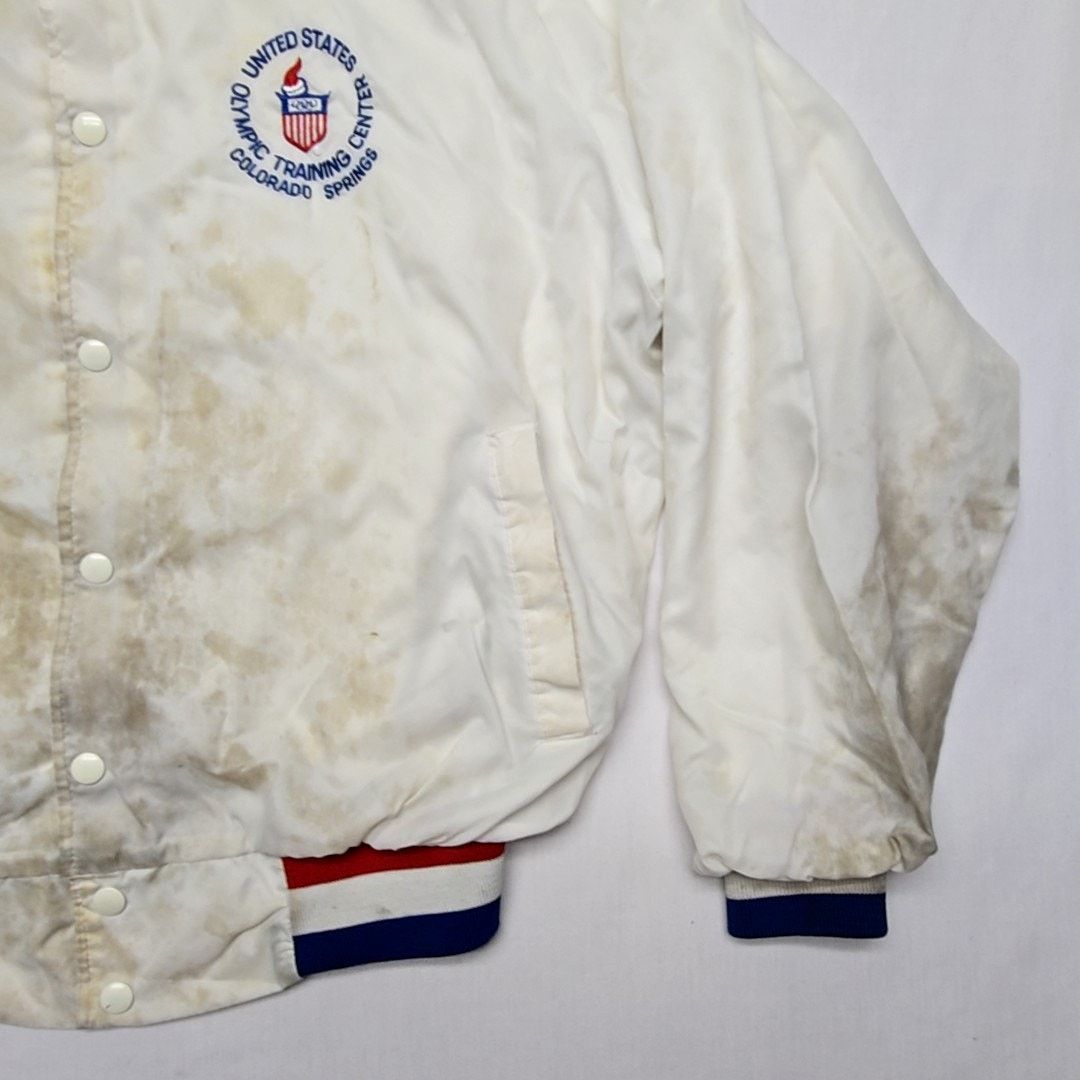 Vintage Vintage USA Olympic Training Jacket Artex White Mens Large Size US L / EU 52-54 / 3 - 8 Thumbnail