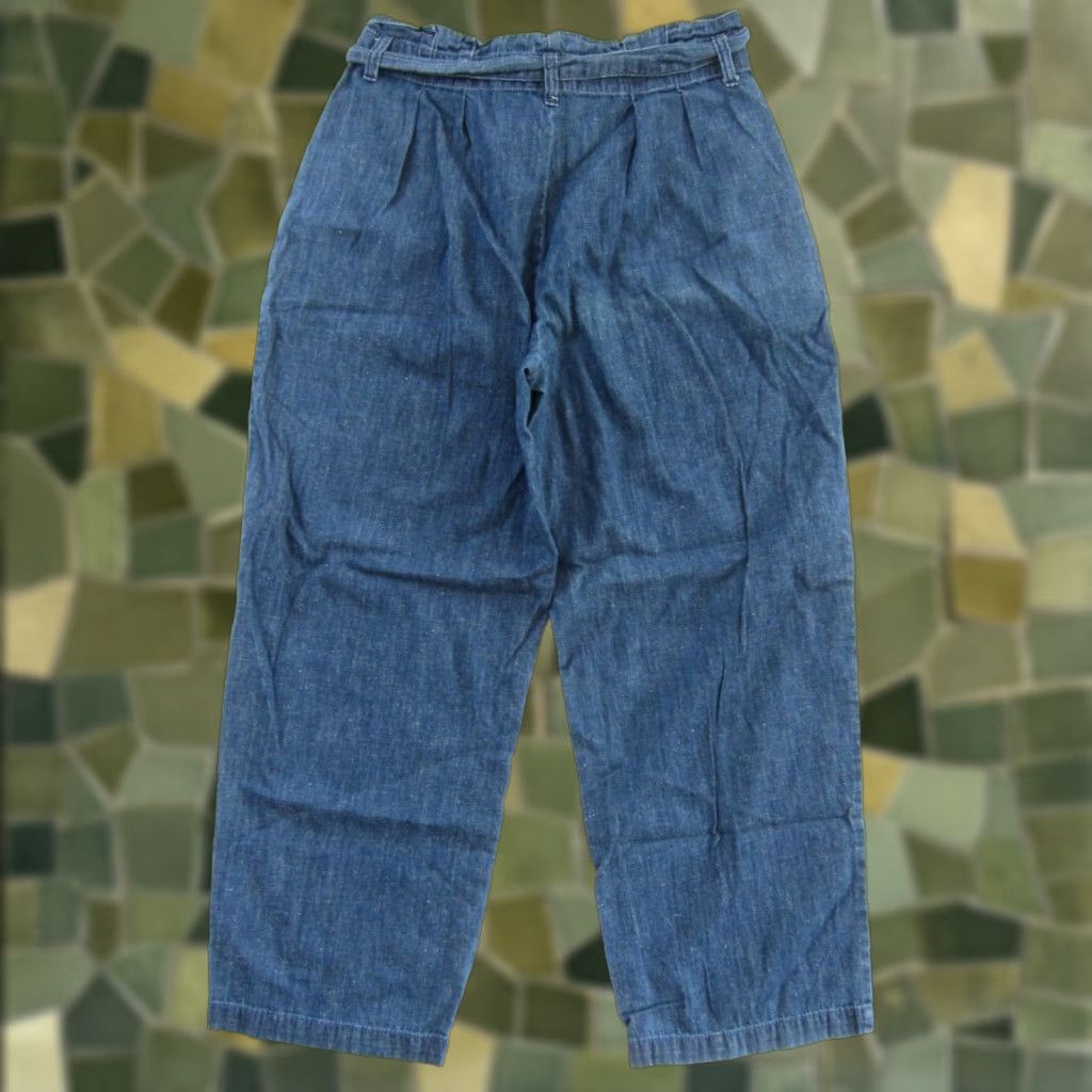 J.Crew J.Crew Cotton Hemp Blue Denim High Rise Belted Pleated Wide Leg Chino Pant 8 Size 30" / US 8 / IT 44 - 1 Thumbnail