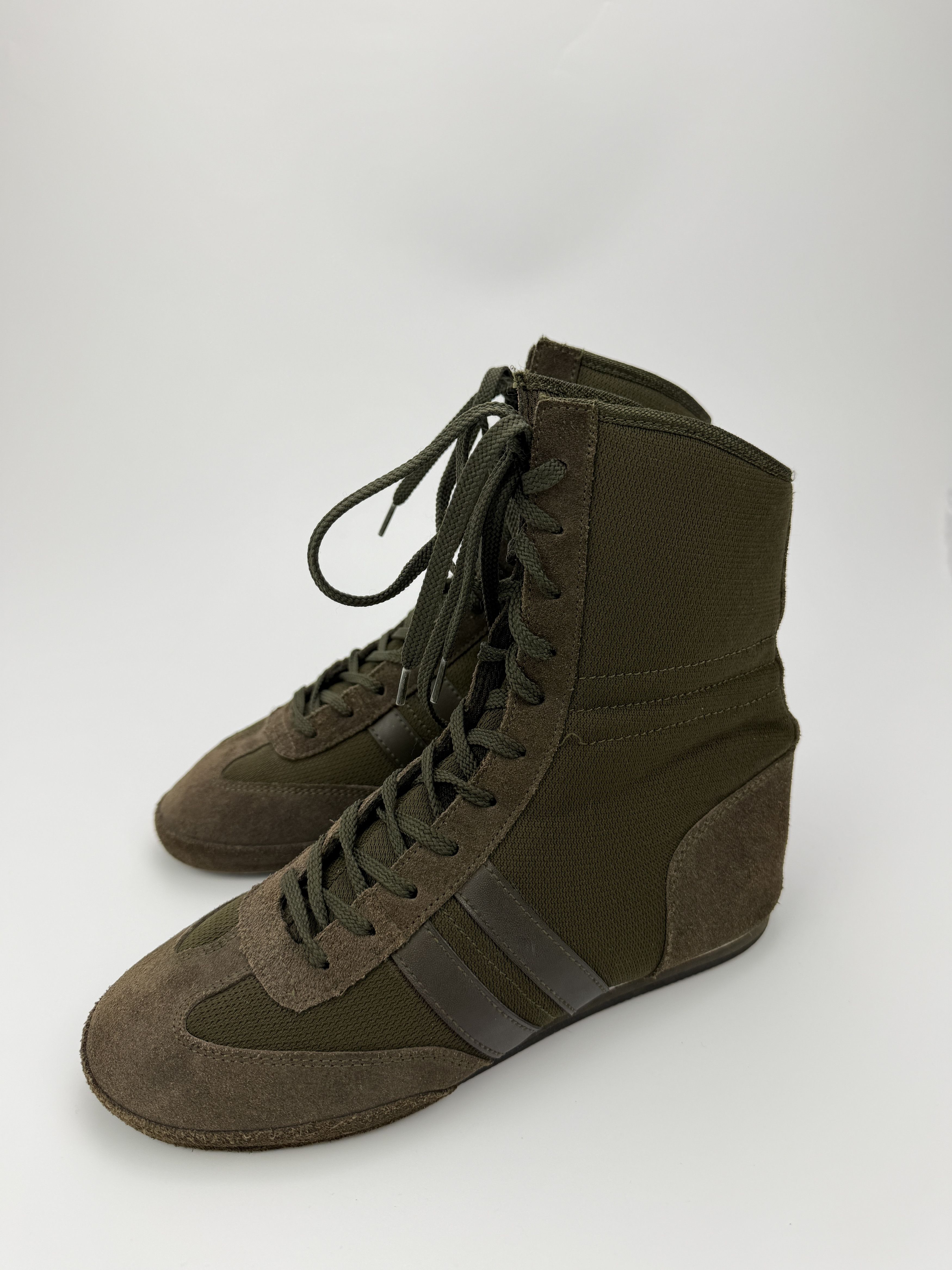Vintage y2k style khaki green boxing lace up boots sneakers Size US 8 / IT 38 - 6 Thumbnail