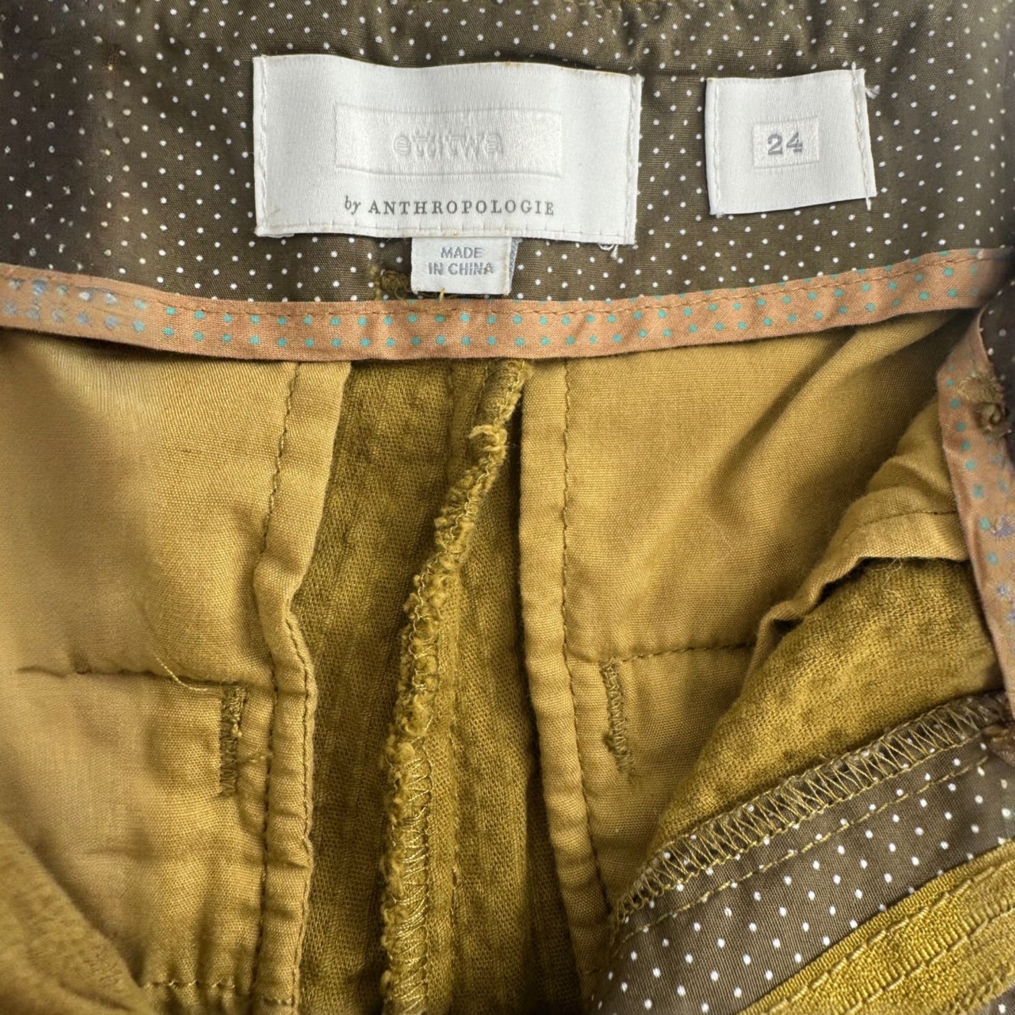 Anthropologie Anthro Olive Corduroy Pants - Wide Leg High Waist - 24 XXS/0 Size 24" / US 00 / IT 34 - 3 Thumbnail