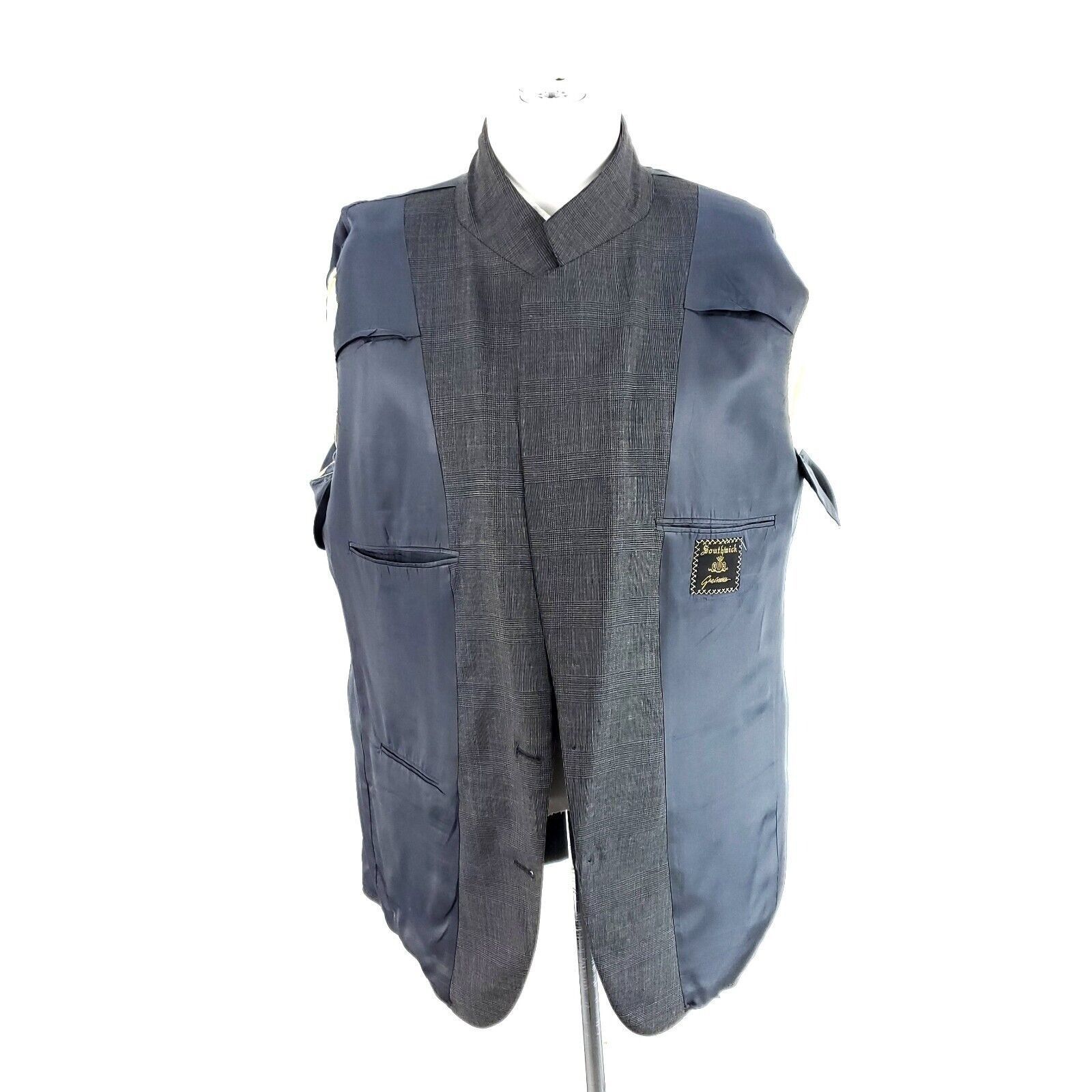 Southwick Southwick Wool 2 Button Blazer 42R Gray Plaid W/ Brown Teal Size 42R - 7 Thumbnail
