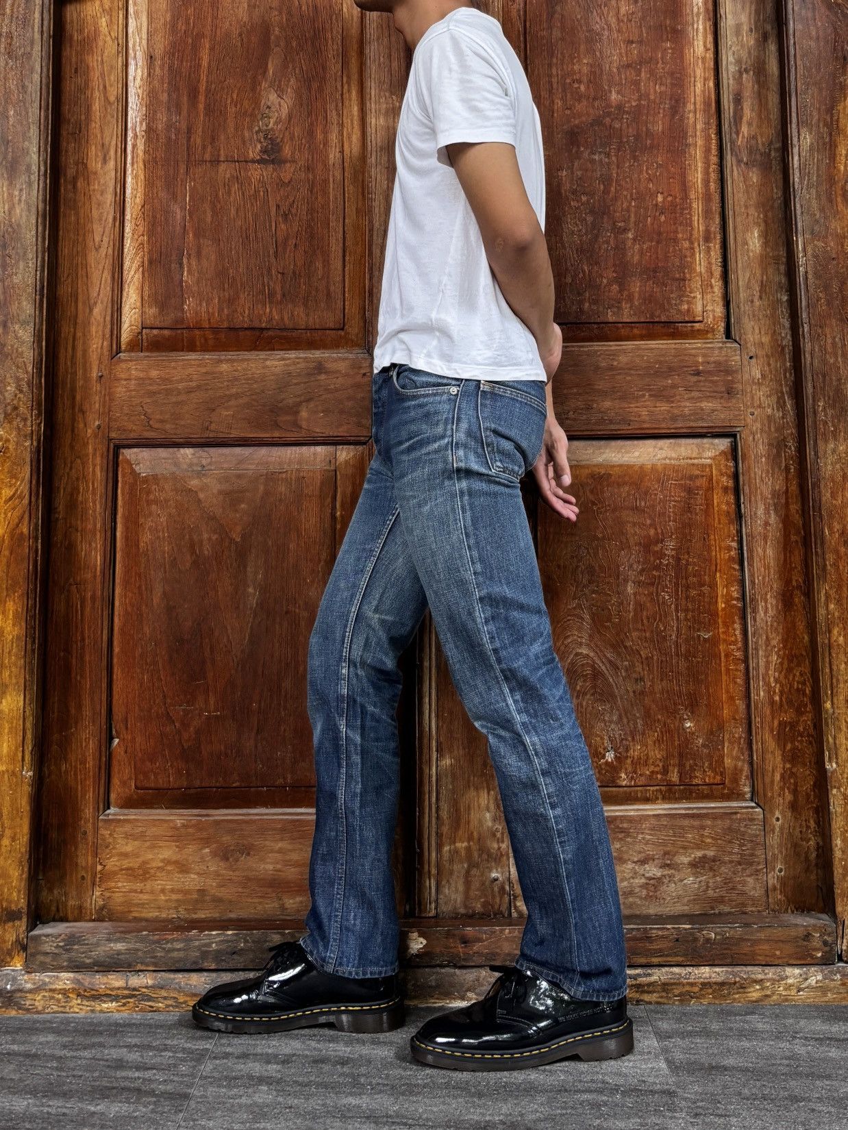 helmut lang 1998ss classic denim 29 本人期 VTG Helmut Lang SS98 Beaded Painter Button Fly 5 Pocket Jeans