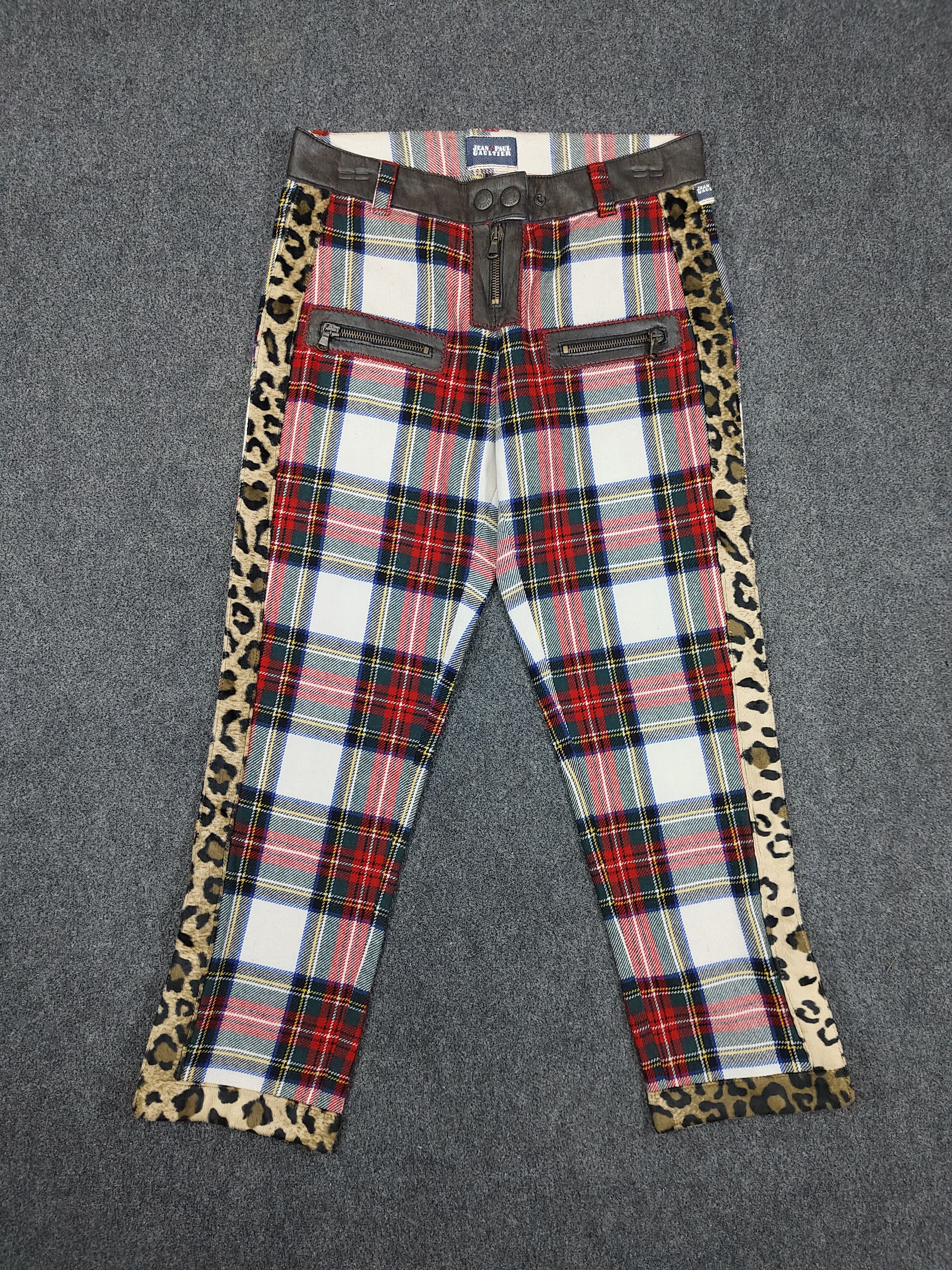 Jean Paul Gaultier 00s JPG❤️‍🔥Plaid Leopard Hybrid Glam Rock Punk Statment Size 29" - 1 Thumbnail