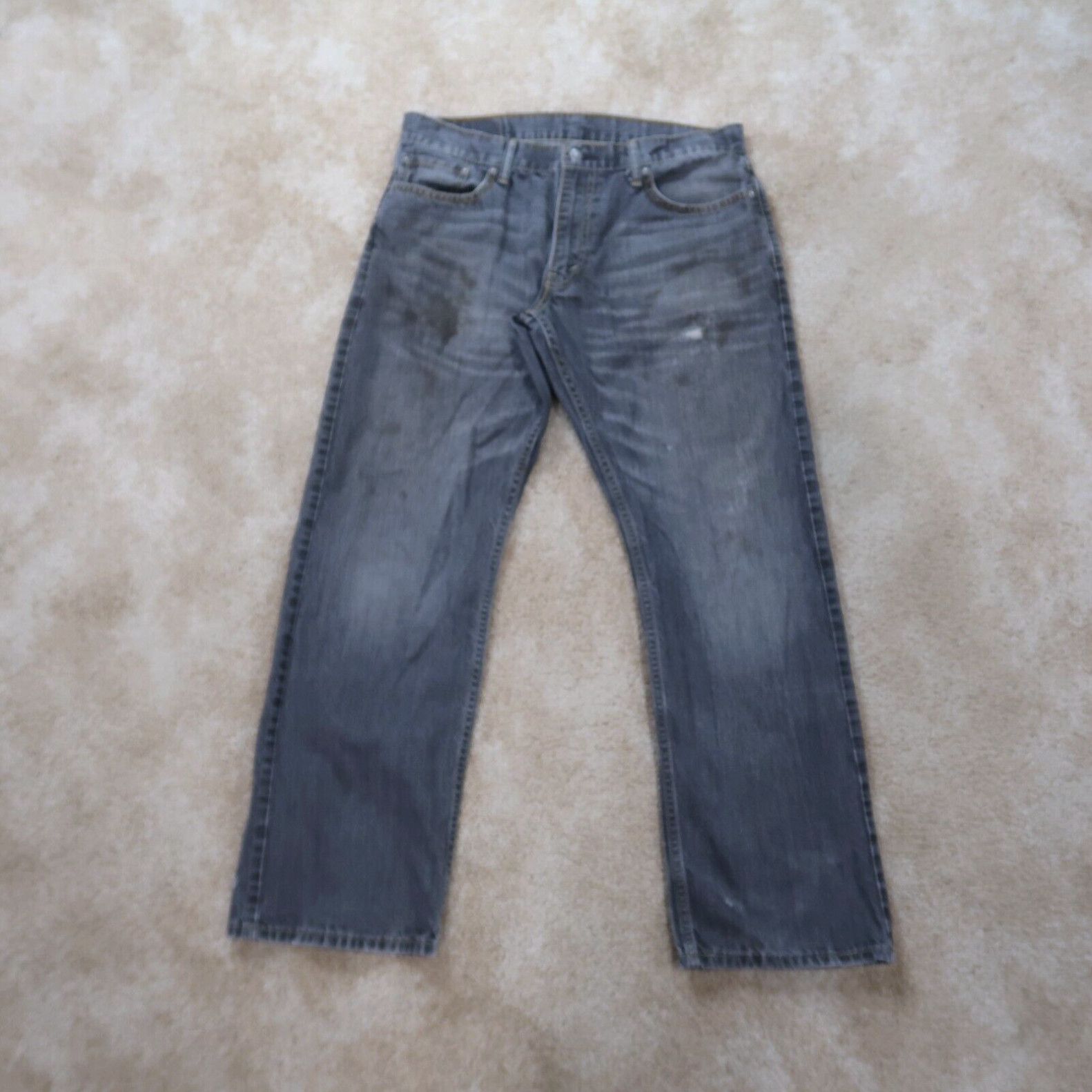 Levi’s Grey Distressed retailer Straight Leg Denim Jeans