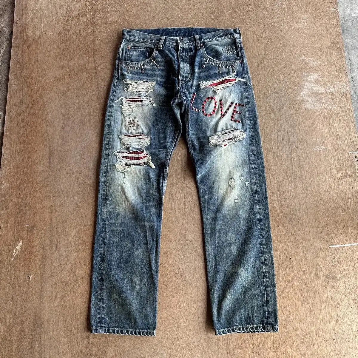 Seditionaries STEALS💥RNA JAPAN Jeans Spike/Studded Distressed Denim Pants Size US 32 / EU 48 - 2 Thumbnail