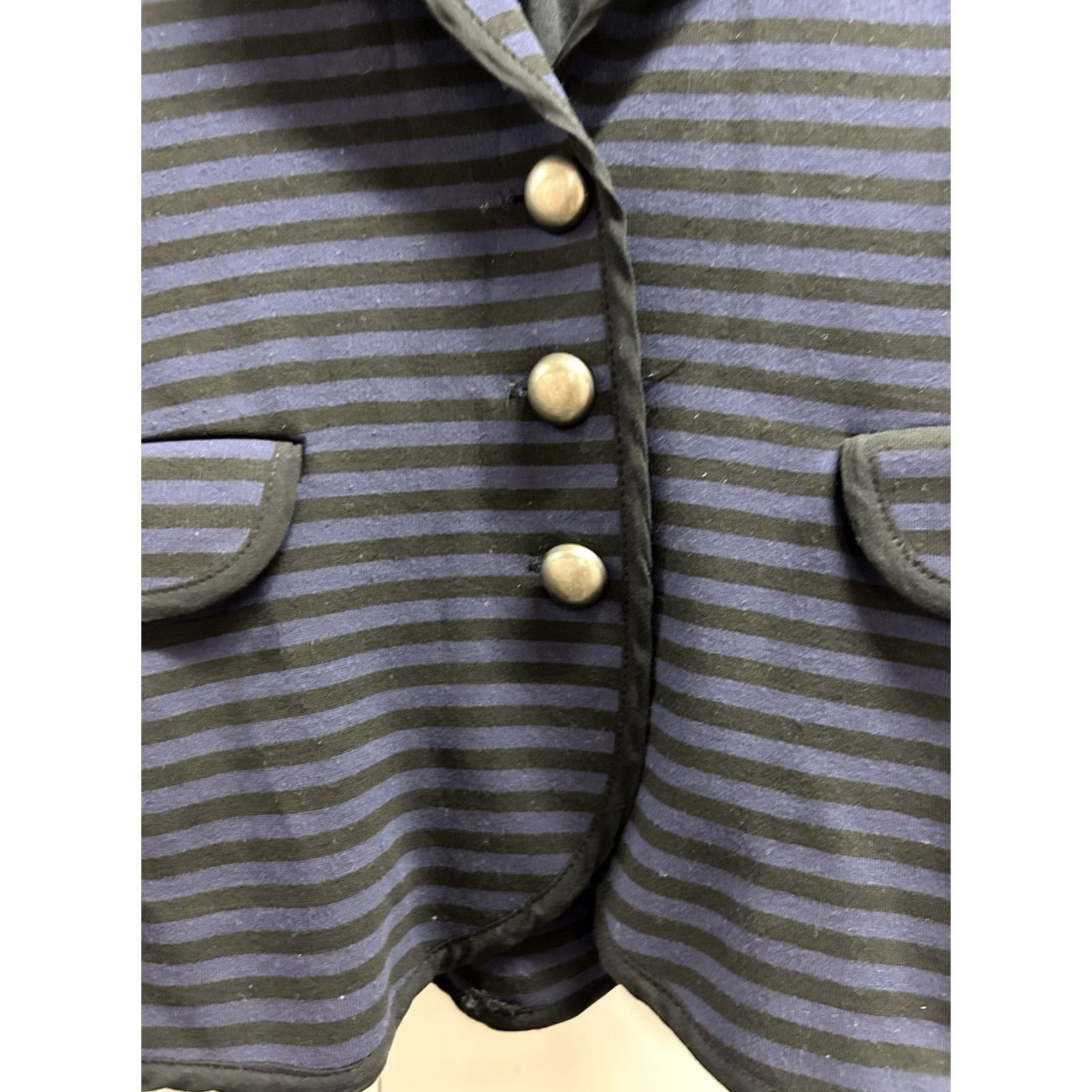 Vintage VINTAGE Ella Moss Blue/Black Striped ButtonUp Business Jacket Blazer Women XS Pockets USA Made Size XS / US 0-2 / IT 36-38 - 6 Thumbnail
