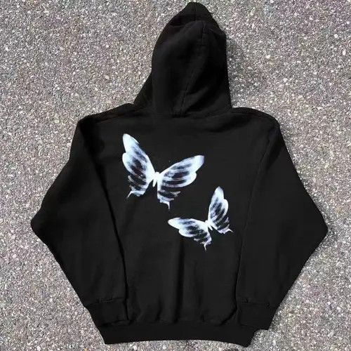 Hip Hop Diablo Style Butterfly Print XL Hooded Sweatshirt