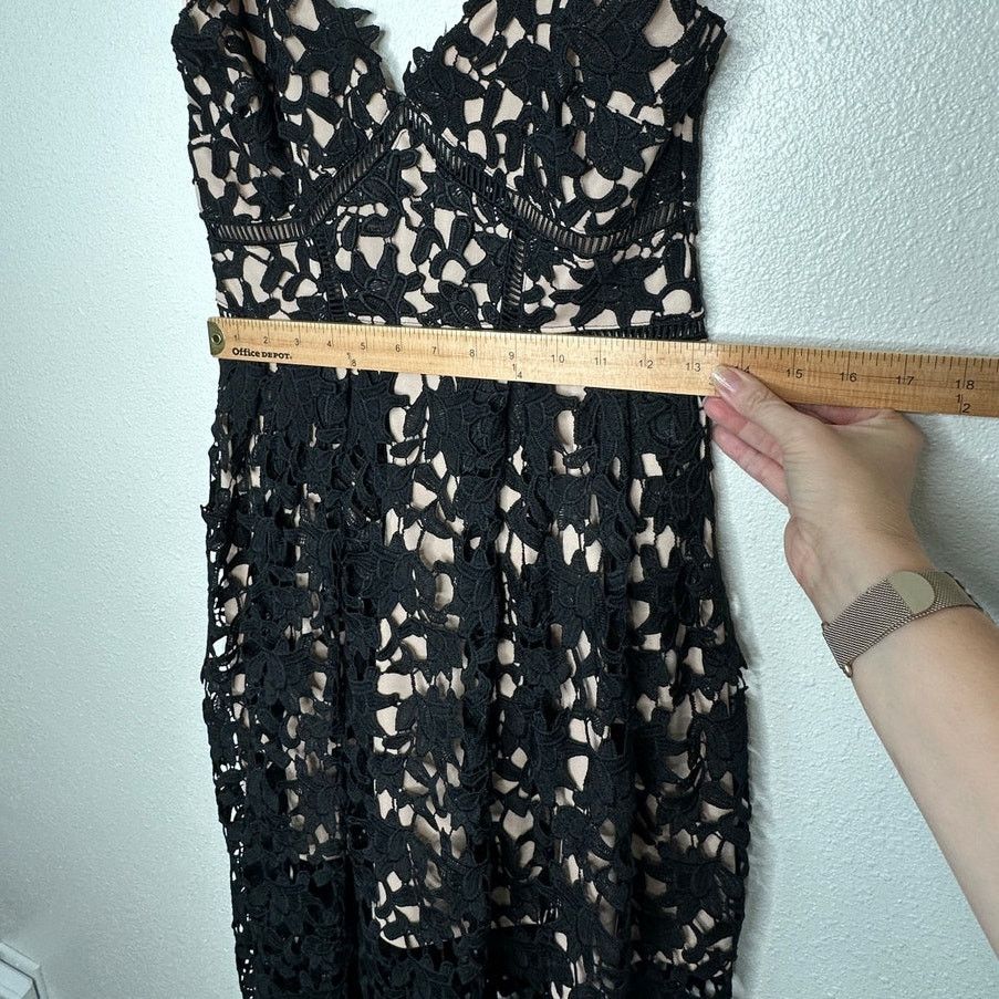 Other Aqua Black Lace Overlay Tan Lining Cami Midi Dress SM Size S / US 4 / IT 40 - 15 Thumbnail
